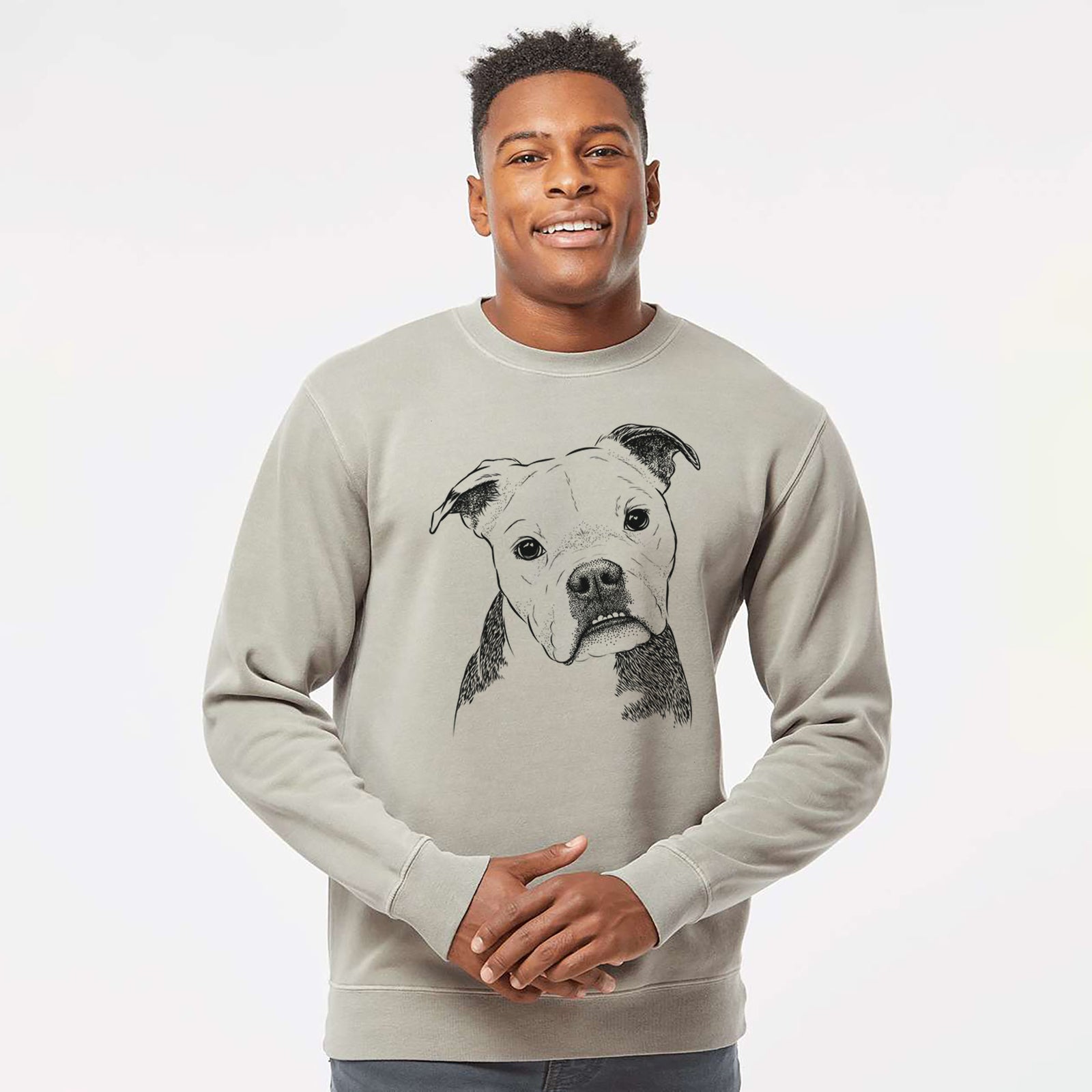 Bare Aggy the Olde English Bulldogge - Unisex Pigment Dyed Crew Sweatshirt