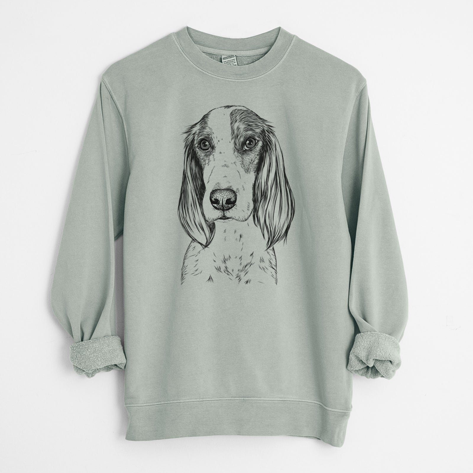 Bare Aline the Irish Red and White Setter - Unisex Pigment Dyed Crew Sweatshirt