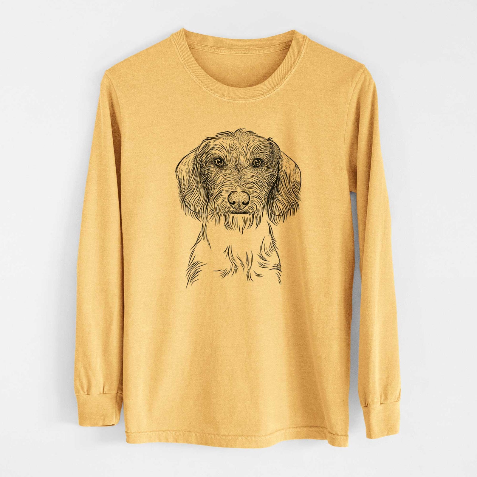 Bare Almond the Wirehaired Dachshund - Heavyweight 100% Cotton Long Sleeve