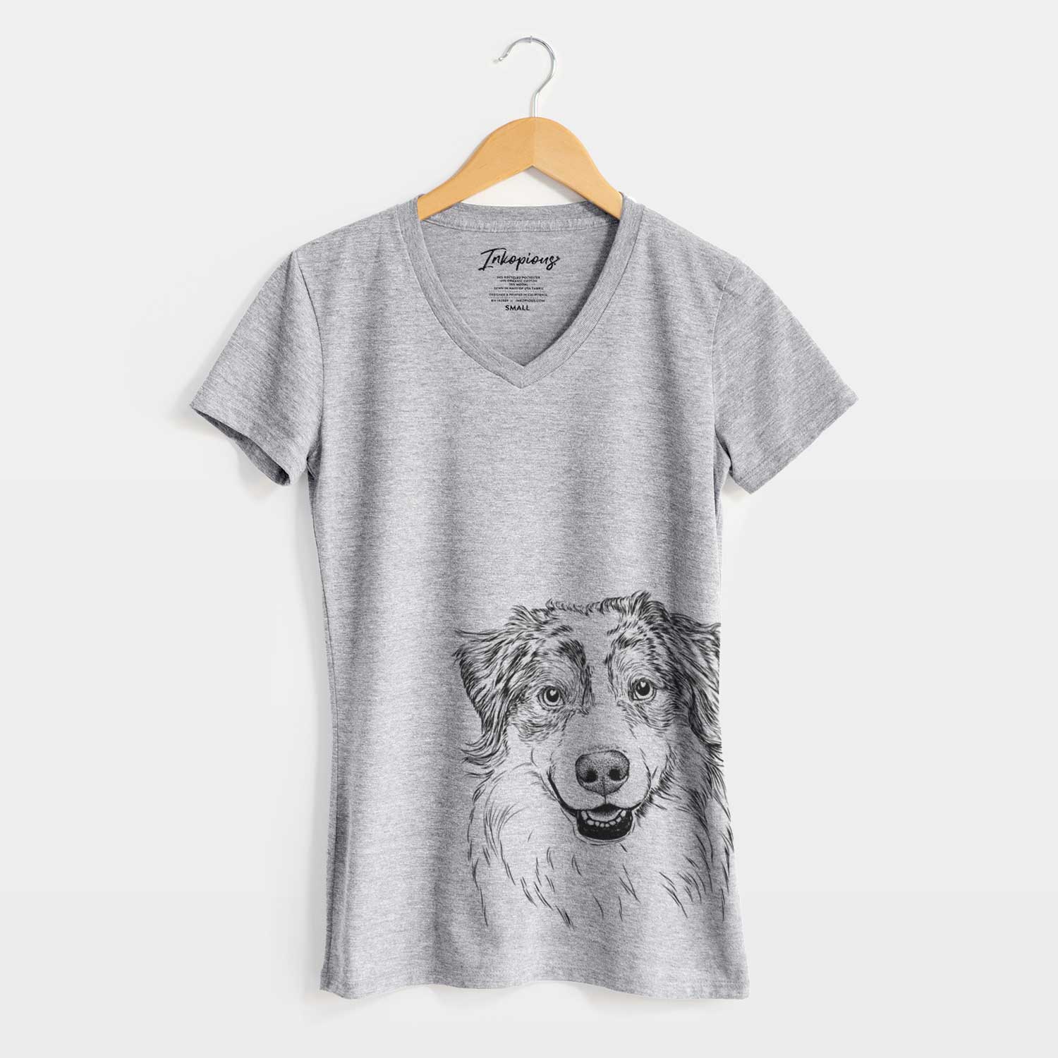 Bare Aonghus the Australian Shepherd - Women's V-neck Shirt