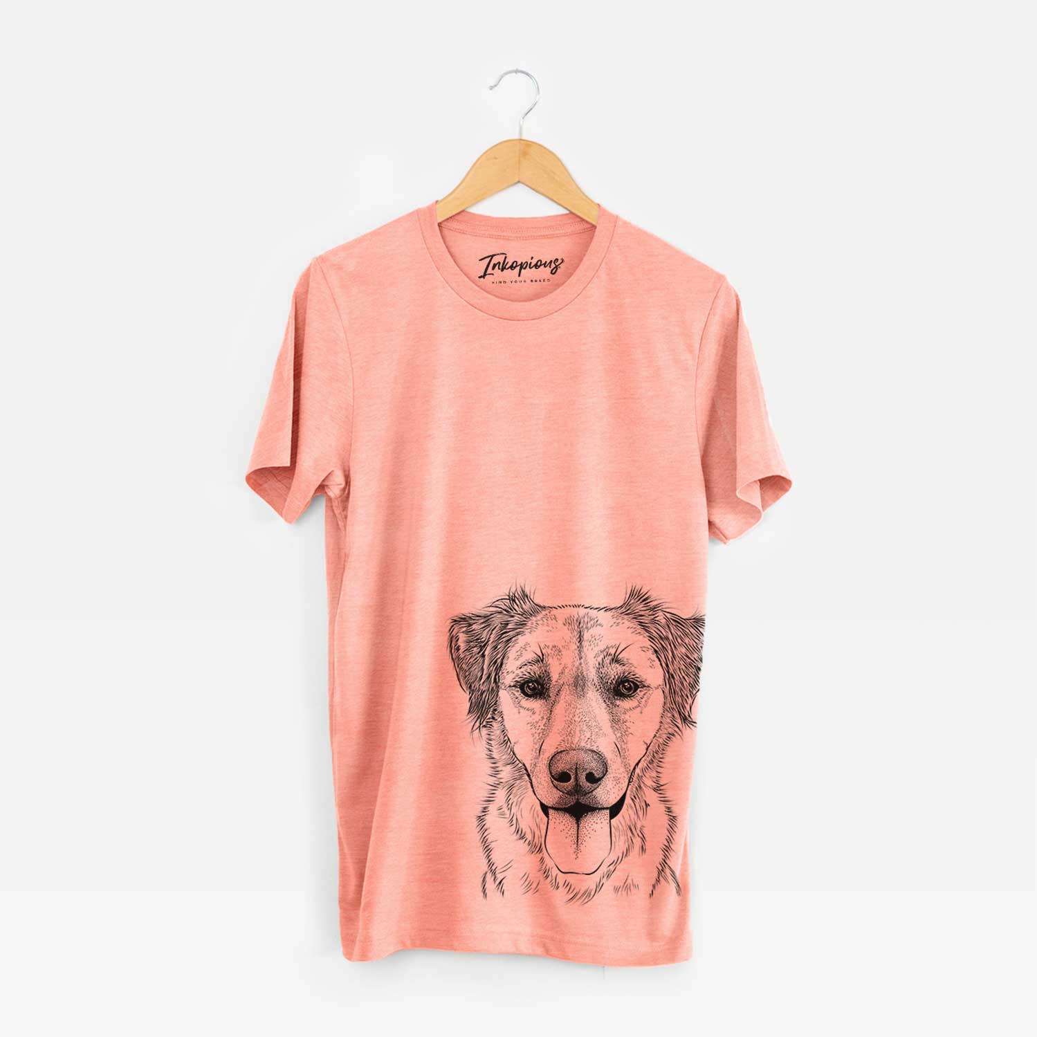 Hand-drawn sketch of Apollo the Mixed Breed on a Sunset Bella Canvas Unisex Crewneck