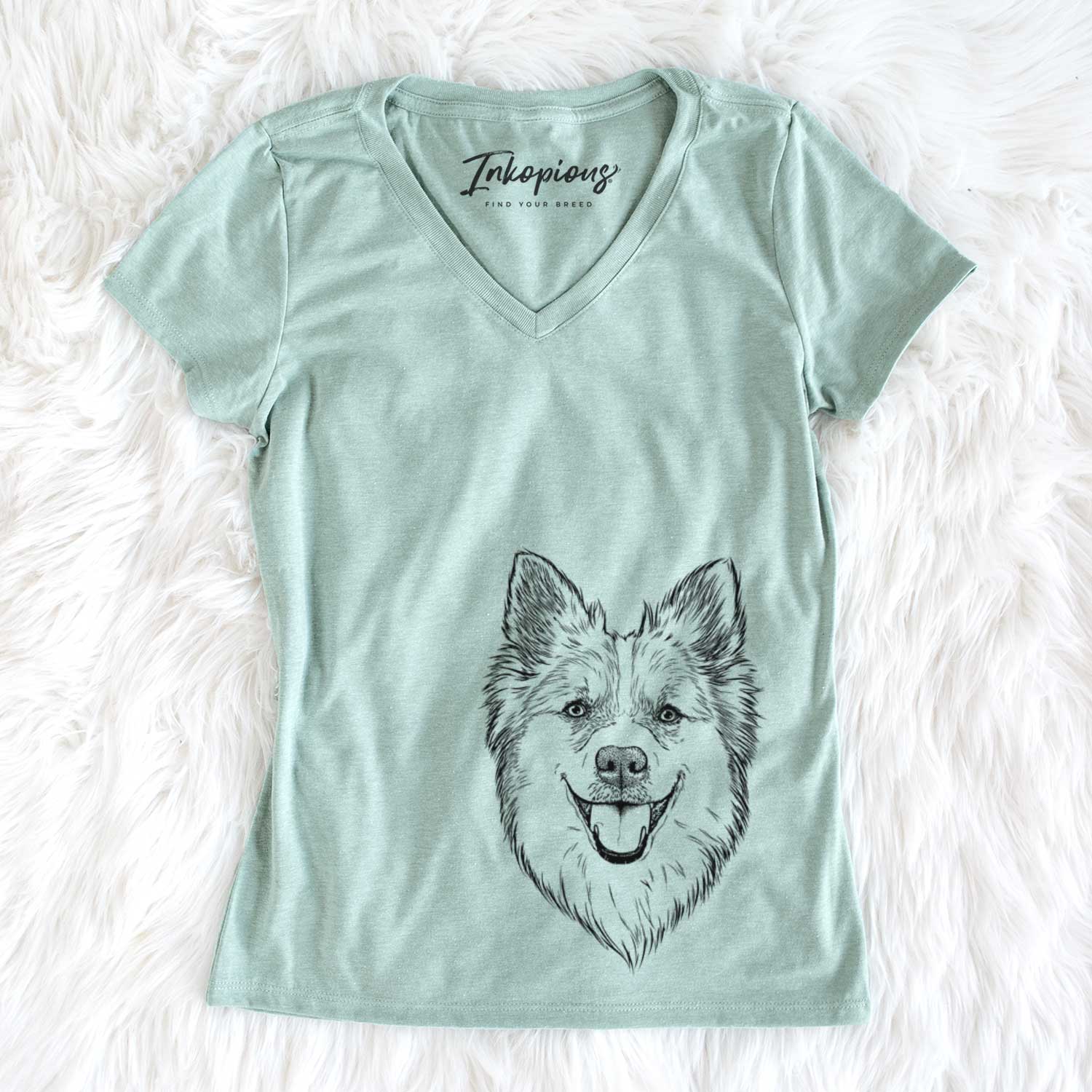 Bare Ari the Icelandic Sheepdog - Women's V-neck Shirt