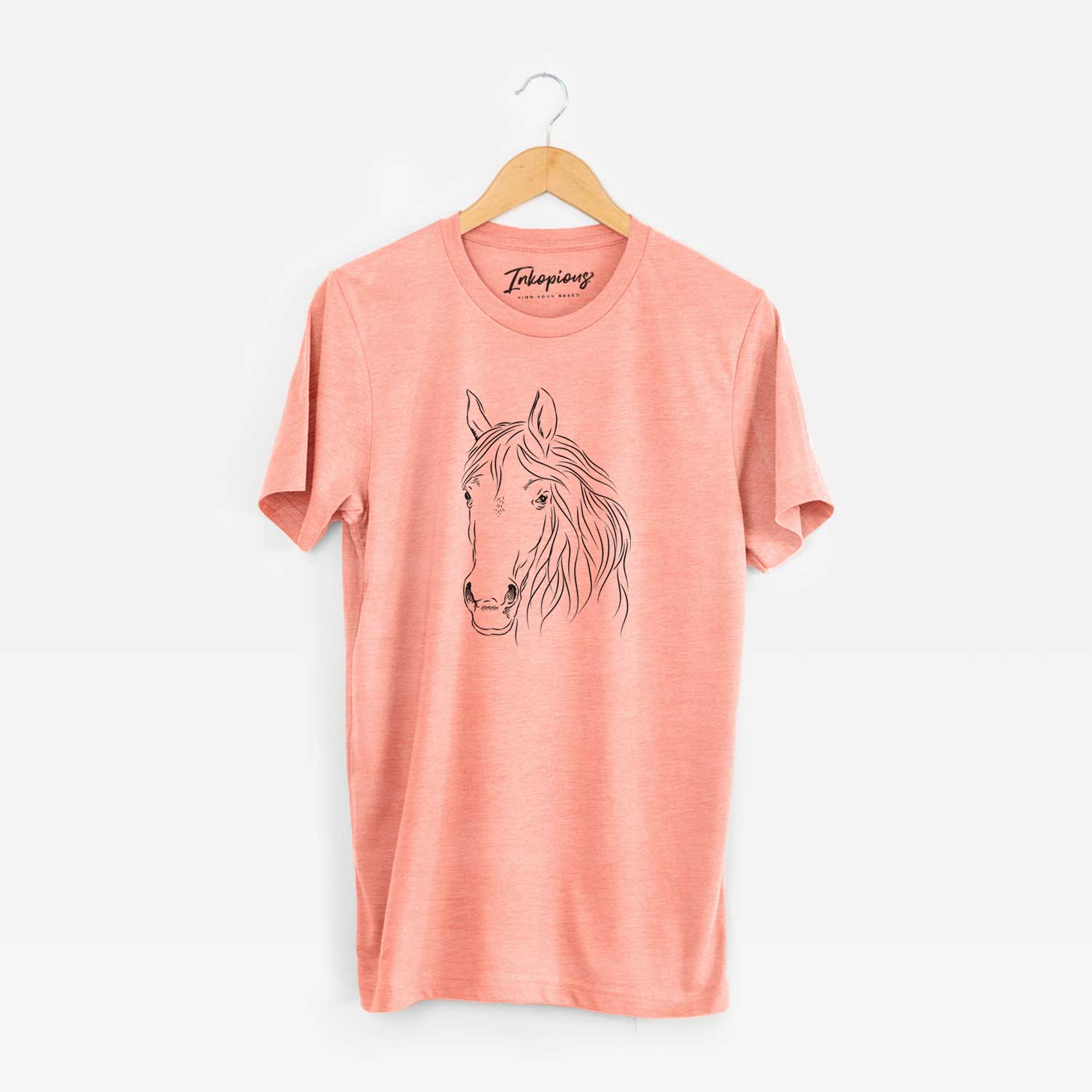 Hand-drawn sketch of Aria the Horse on a Sunset Unisex crewneck