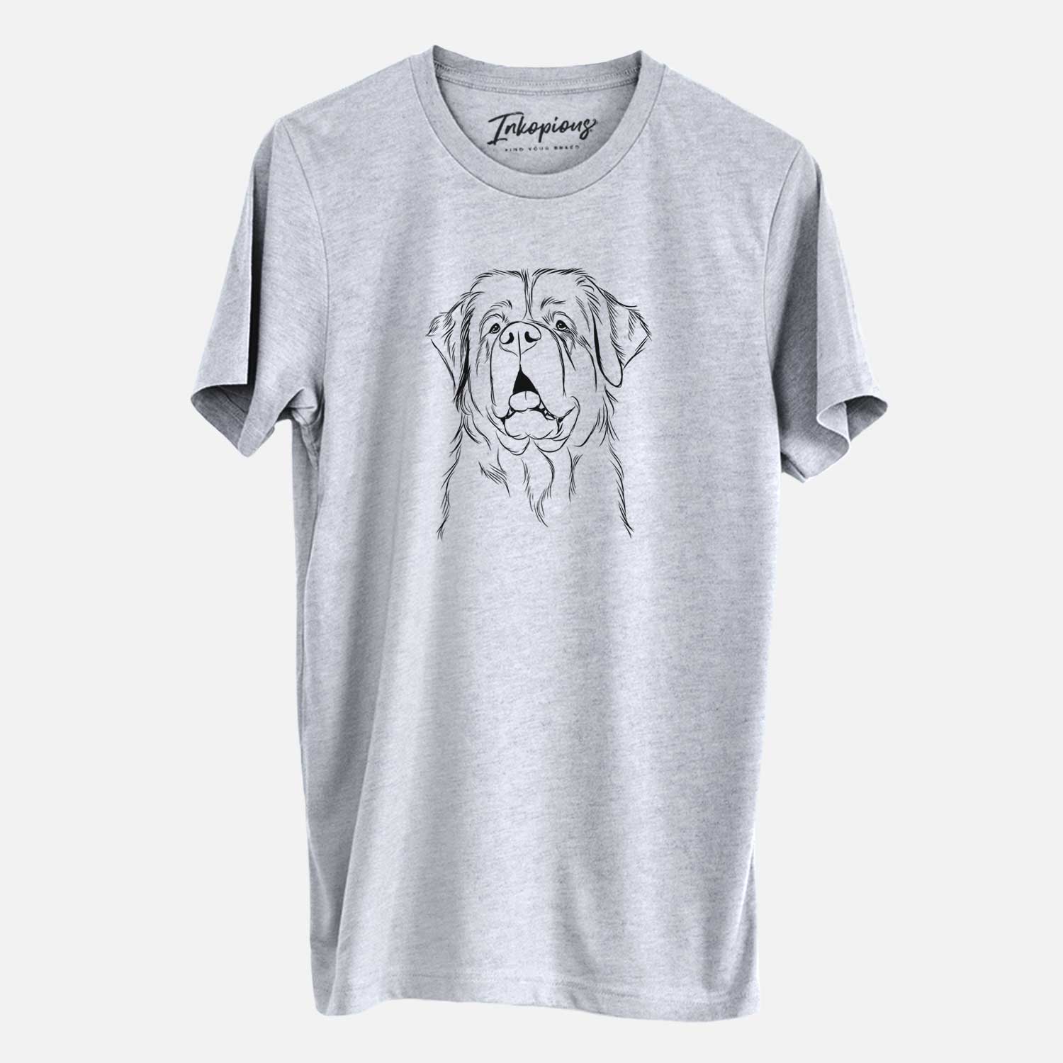 Hand-drawn sketch of Atlas the Saint Bernard on a Grey Unisex crewneck