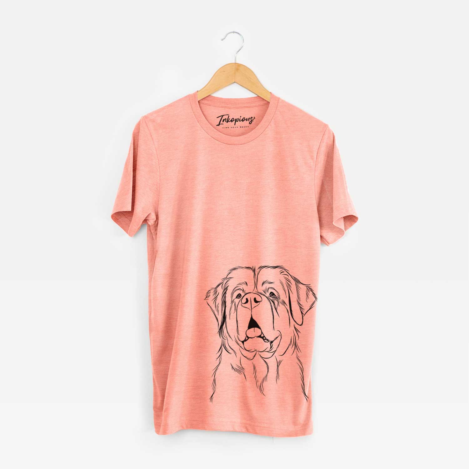 Hand-drawn sketch of Atlas the Saint Bernard on a Sunset Unisex crewneck