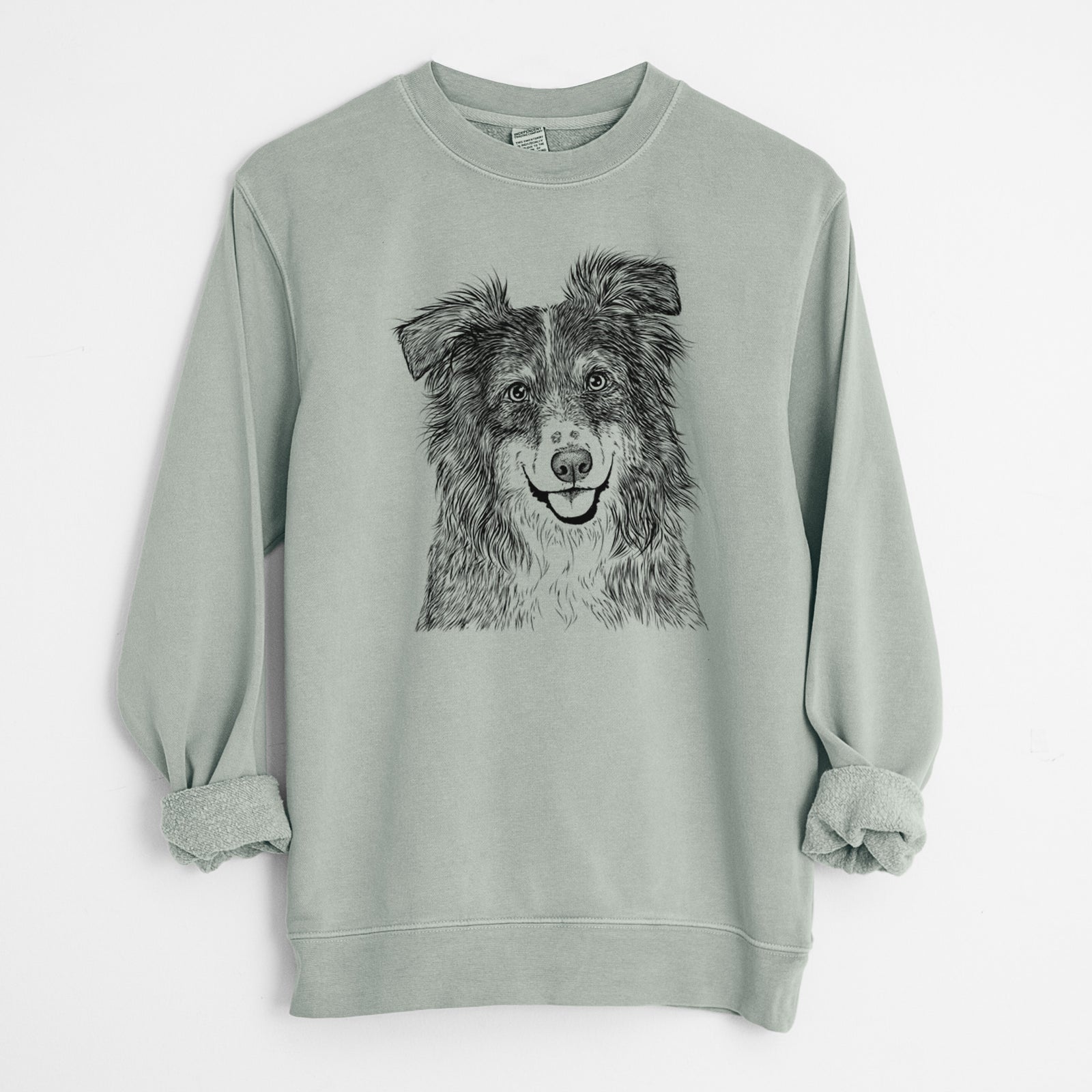 Bare Aushe the Australian Shepherd - Unisex Pigment Dyed Crew Sweatshirt