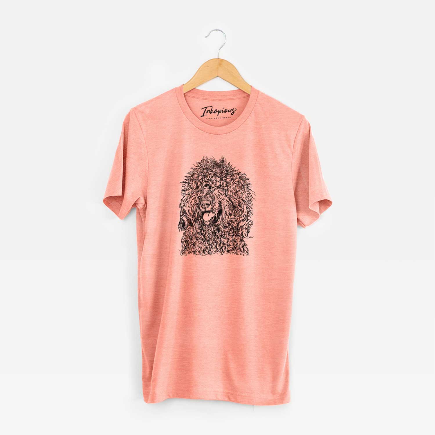Hand-drawn sketch of Babs the Barbet on a Sunset Unisex crewneck