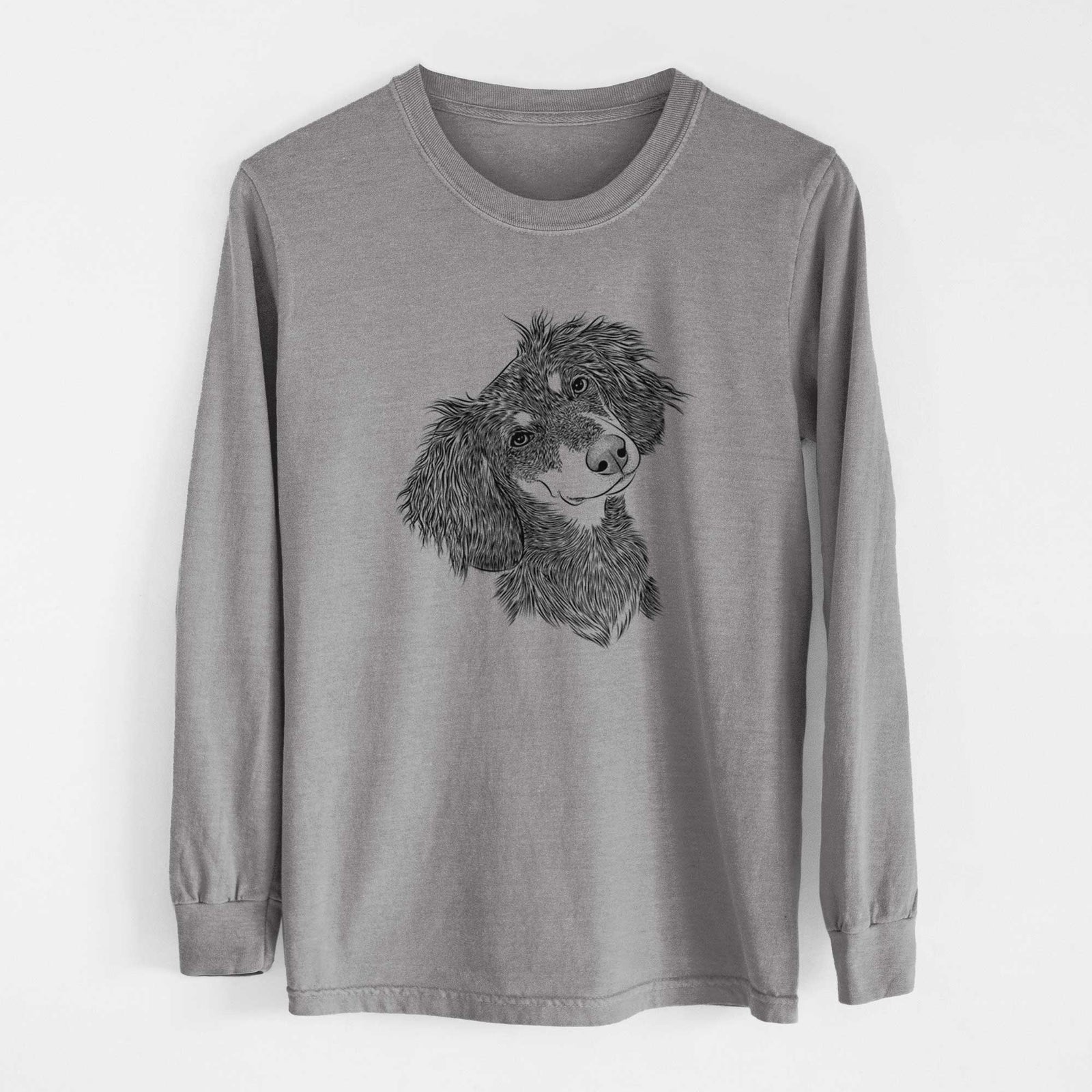 Bare Bailey the Long Haired Dachshund - Heavyweight 100% Cotton Long Sleeve