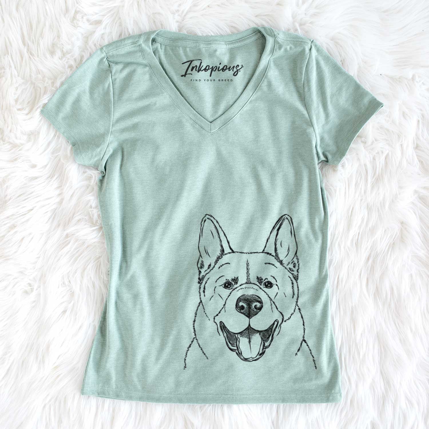 Bare Baku the Akita - Women's V-neck Shirt