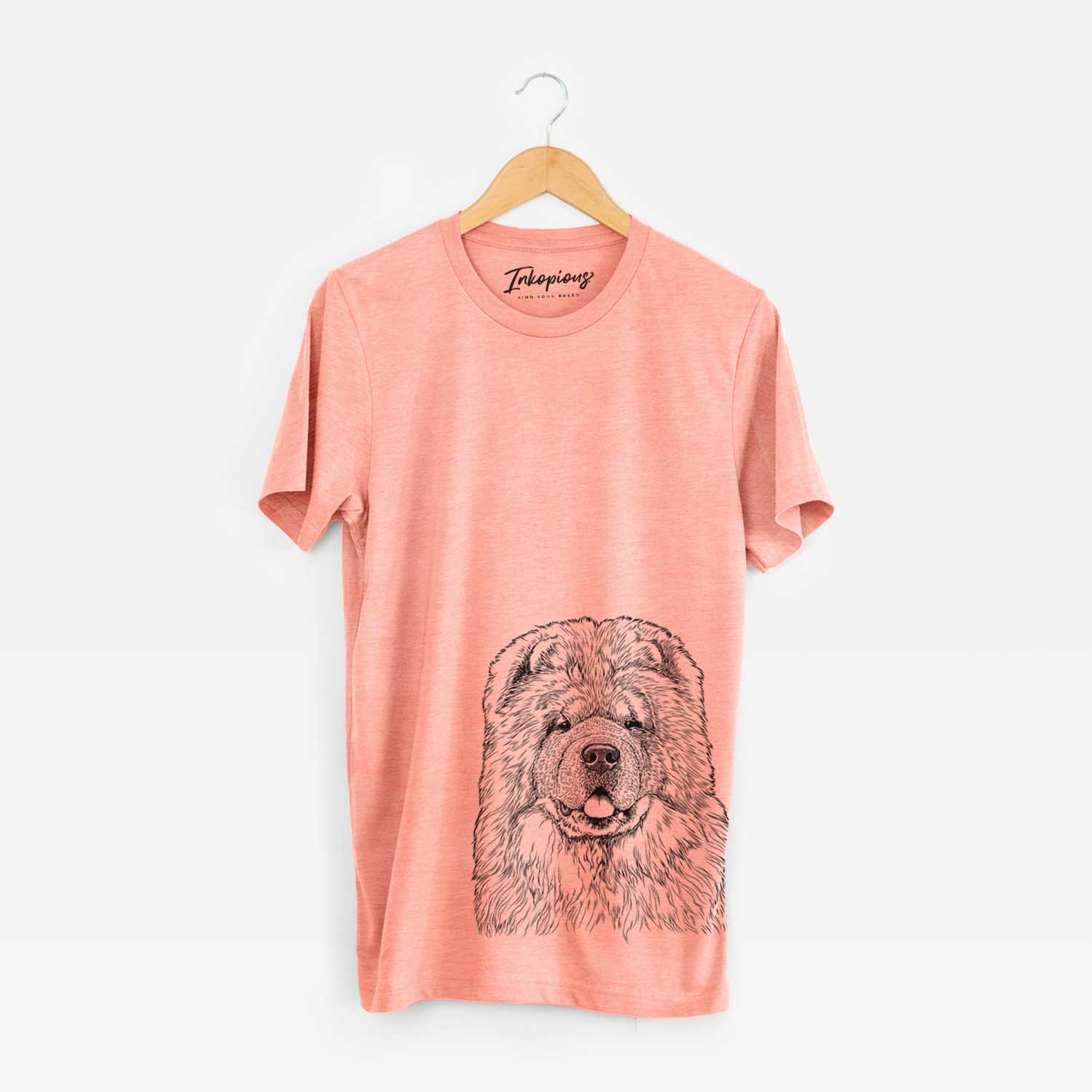 Hand-drawn sketch of Baloo the Chow Chow on a Sunset Unisex crewneck