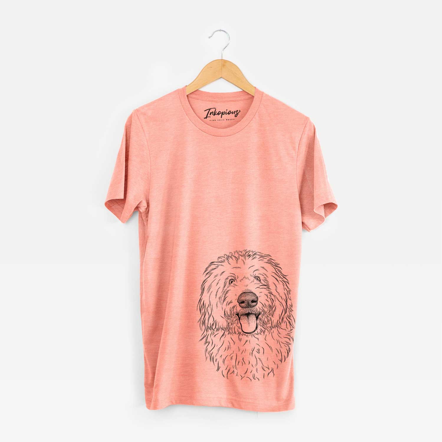 Hand-drawn sketch of Barry the Old English Sheepdog on a Sunset Unisex crewneck