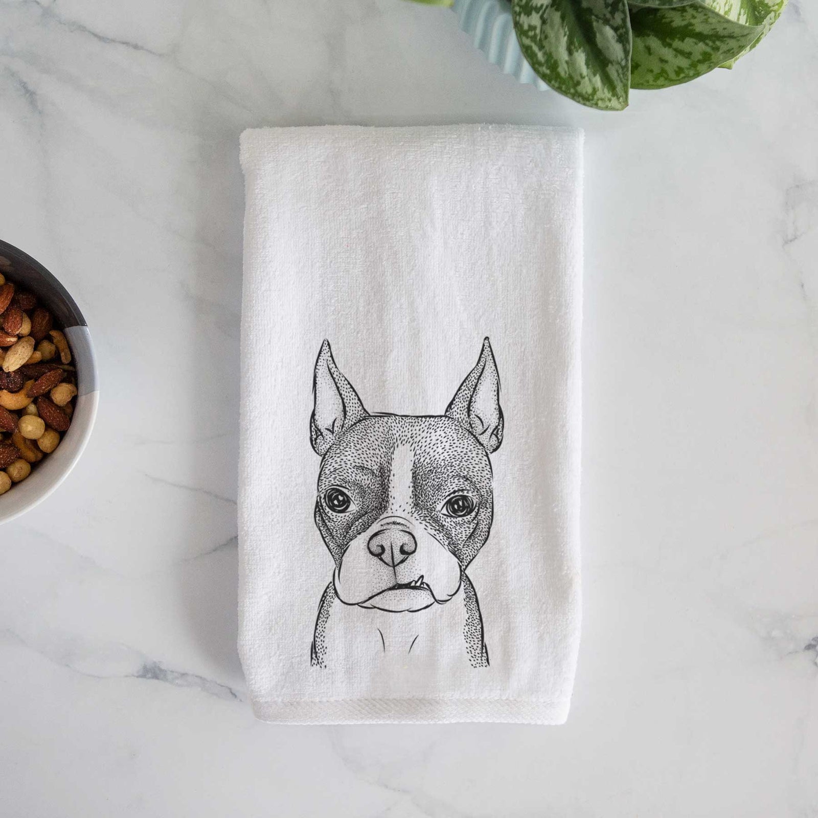 Bean the Boston Terrier Decorative Hand Towel