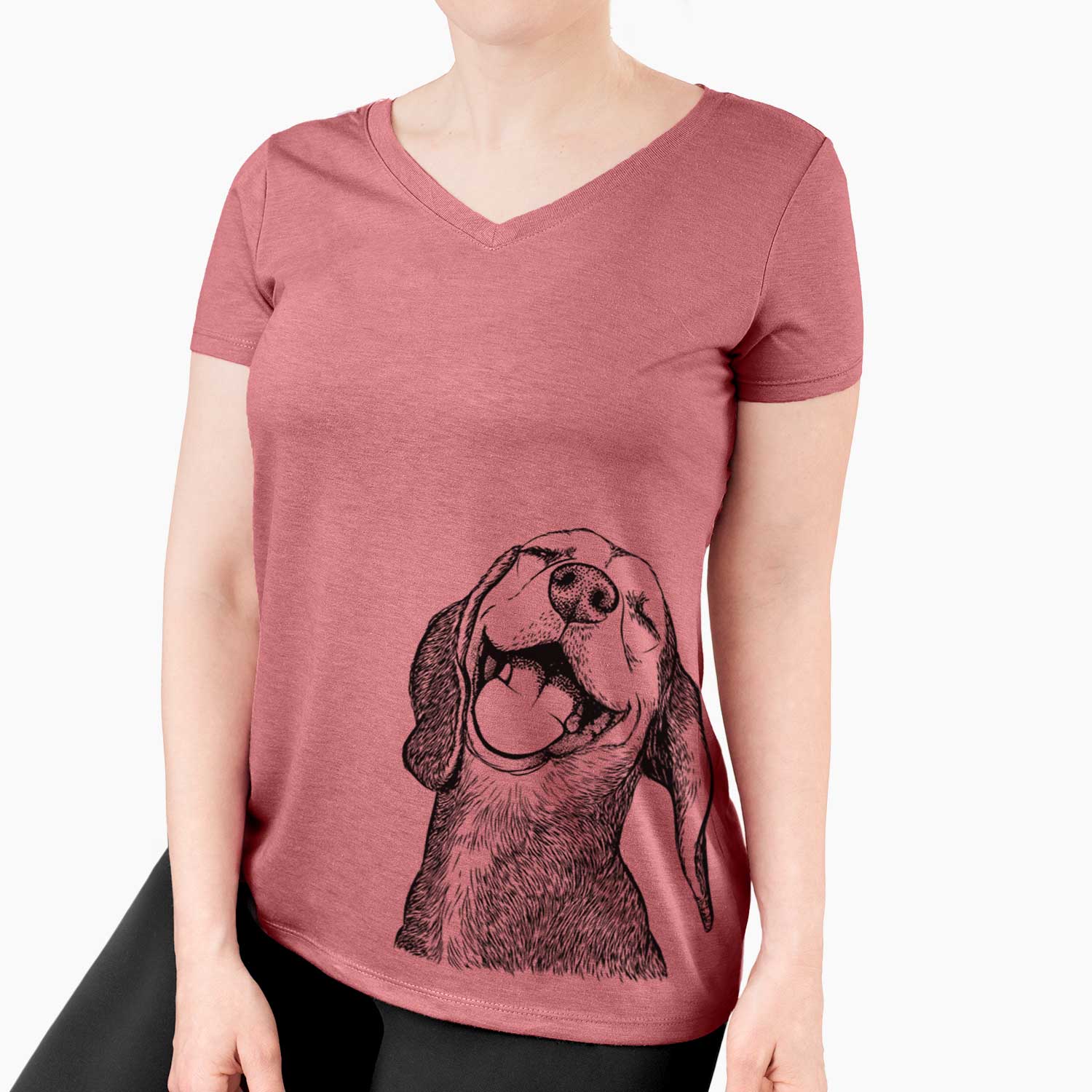 Bare Belle the Hound Mix - Women's V-neck Shirt