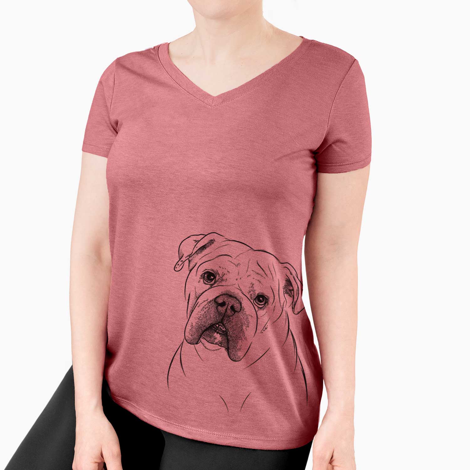 Bare Blossom the English Bulldog - Women's V-neck Shirt