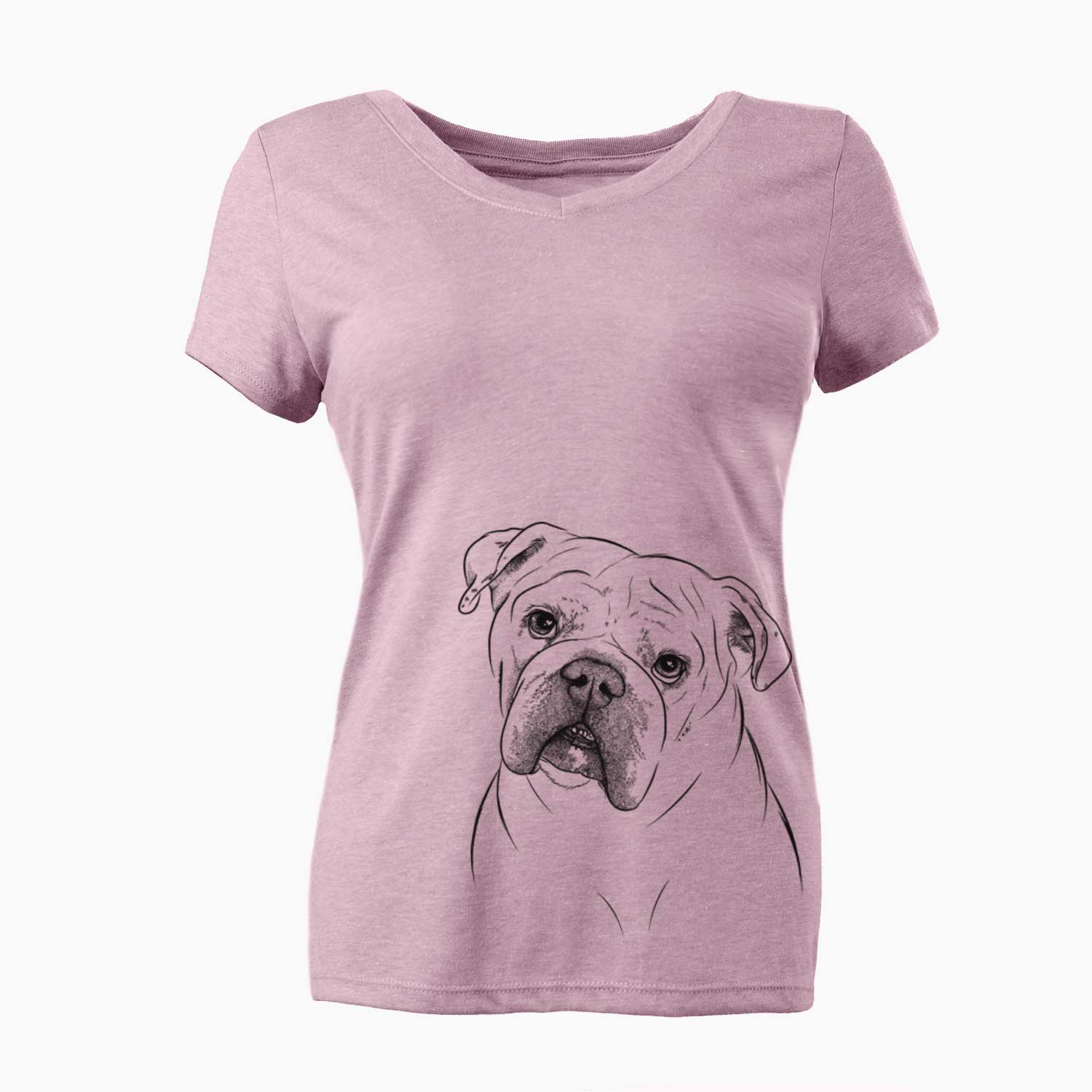 Bare Blossom the English Bulldog - Women's V-neck Shirt
