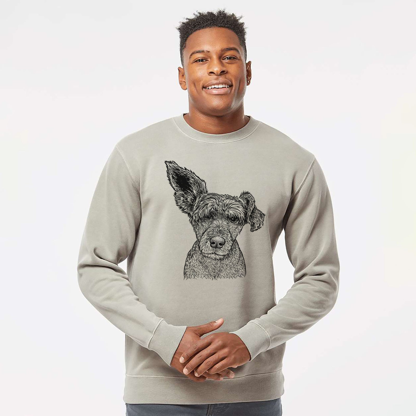 Bare Boodles the Schnauzer Mix - Unisex Pigment Dyed Crew Sweatshirt