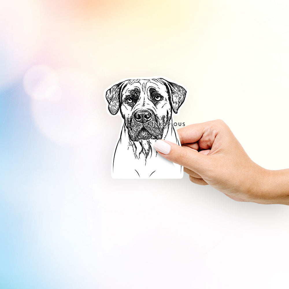 Hand-drawn sketch of Boris the Boerboel on a decal sticker