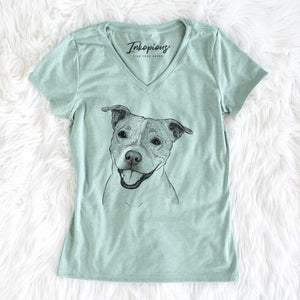 Bare BrookLyn the Staffordshire Bull Terrier - Women's V-neck Shirt