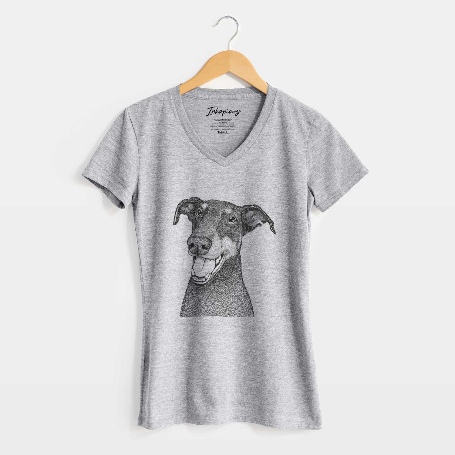 Bare Bunnie the Doberman Pinscher - Women's V-neck Shirt