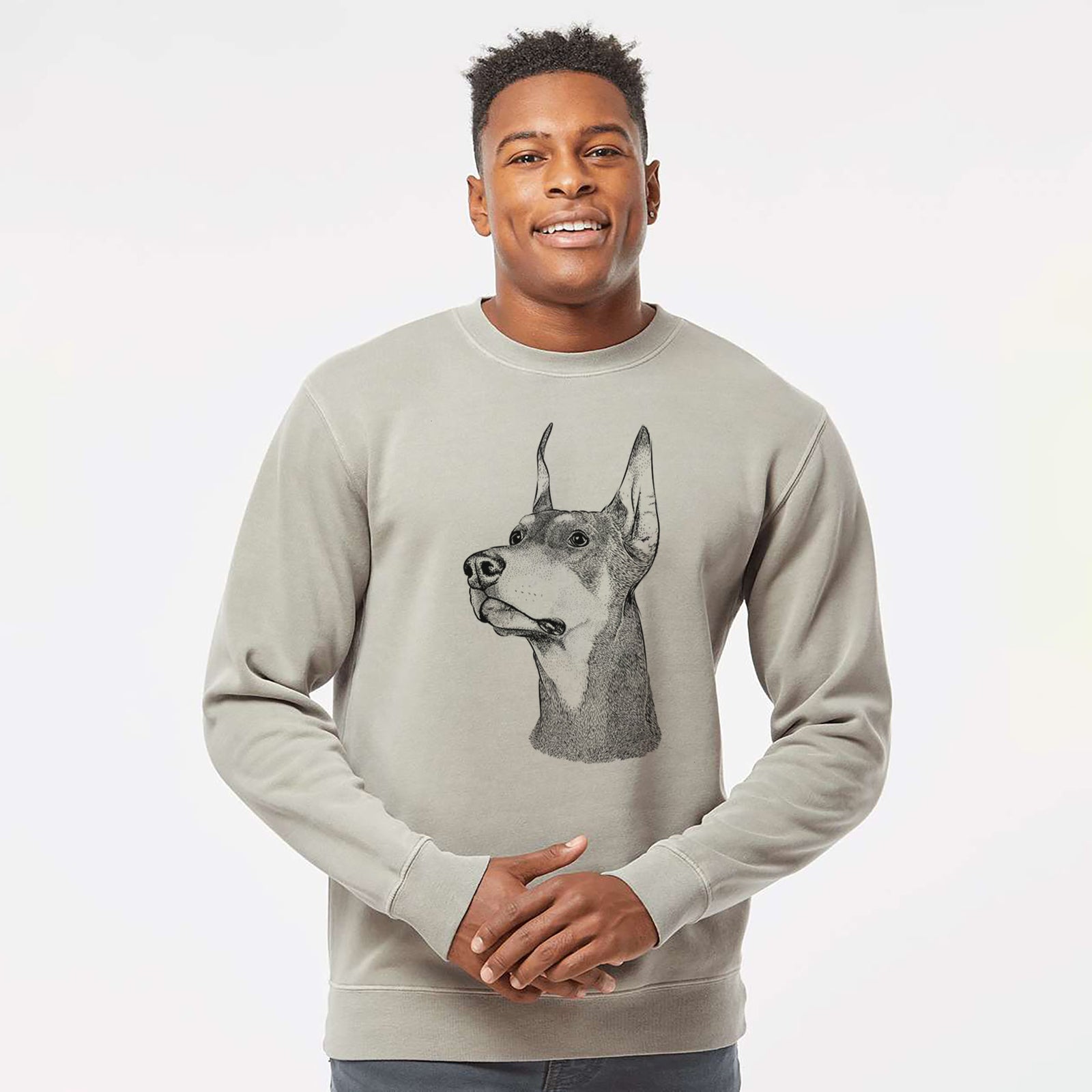 Bare Cenza the Doberman Pinscher - Unisex Pigment Dyed Crew Sweatshirt