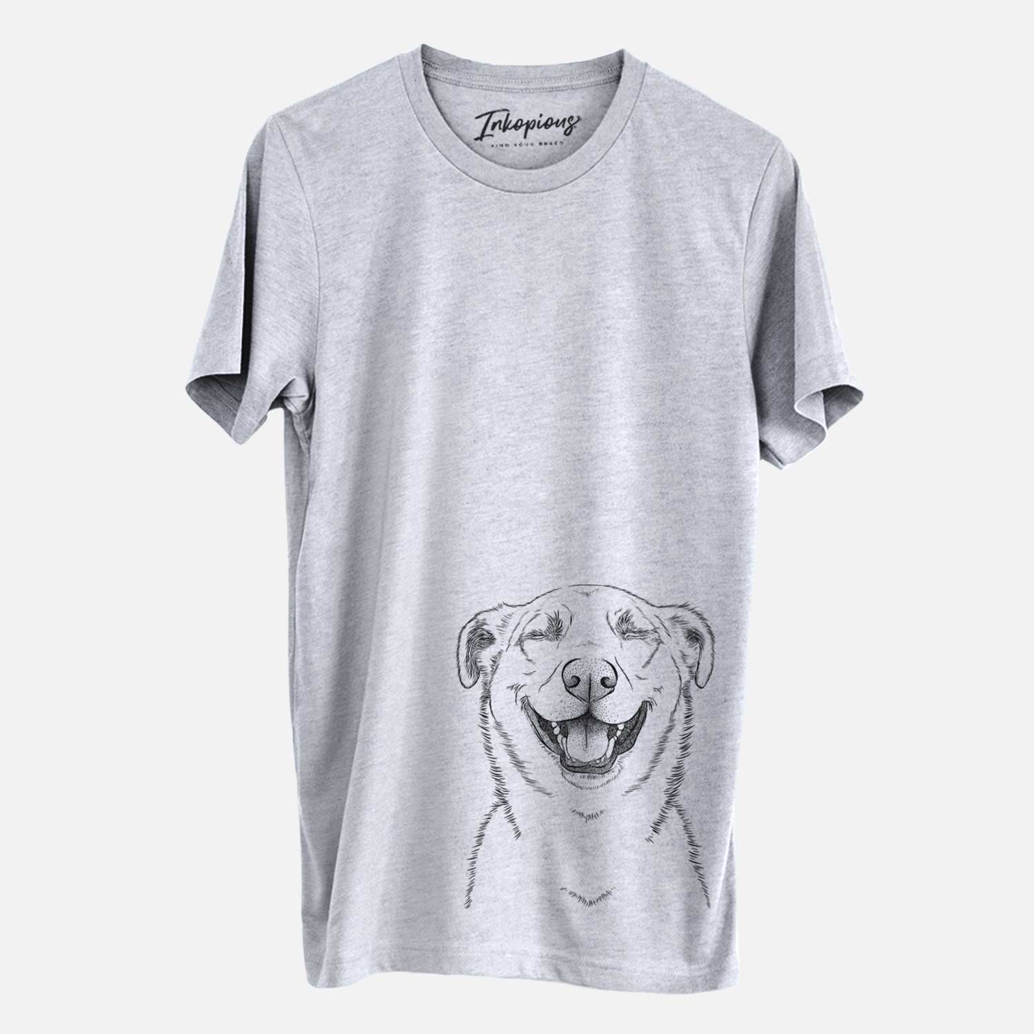 Hand-drawn sketch of Chancellor the Mixed Breed on a Grey Unisex crewneck