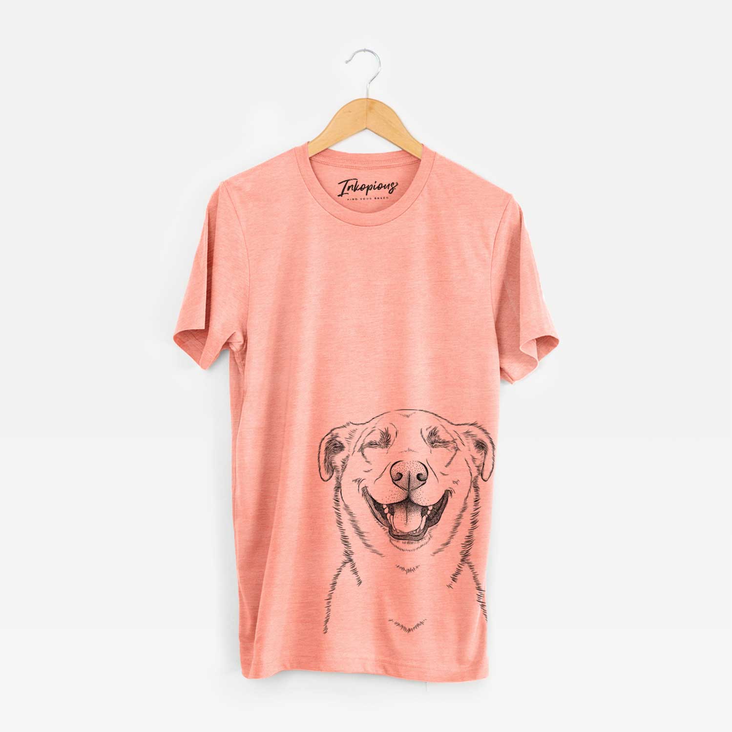 Hand-drawn sketch of Chancellor the Mixed Breed on a Sunset Unisex crewneck