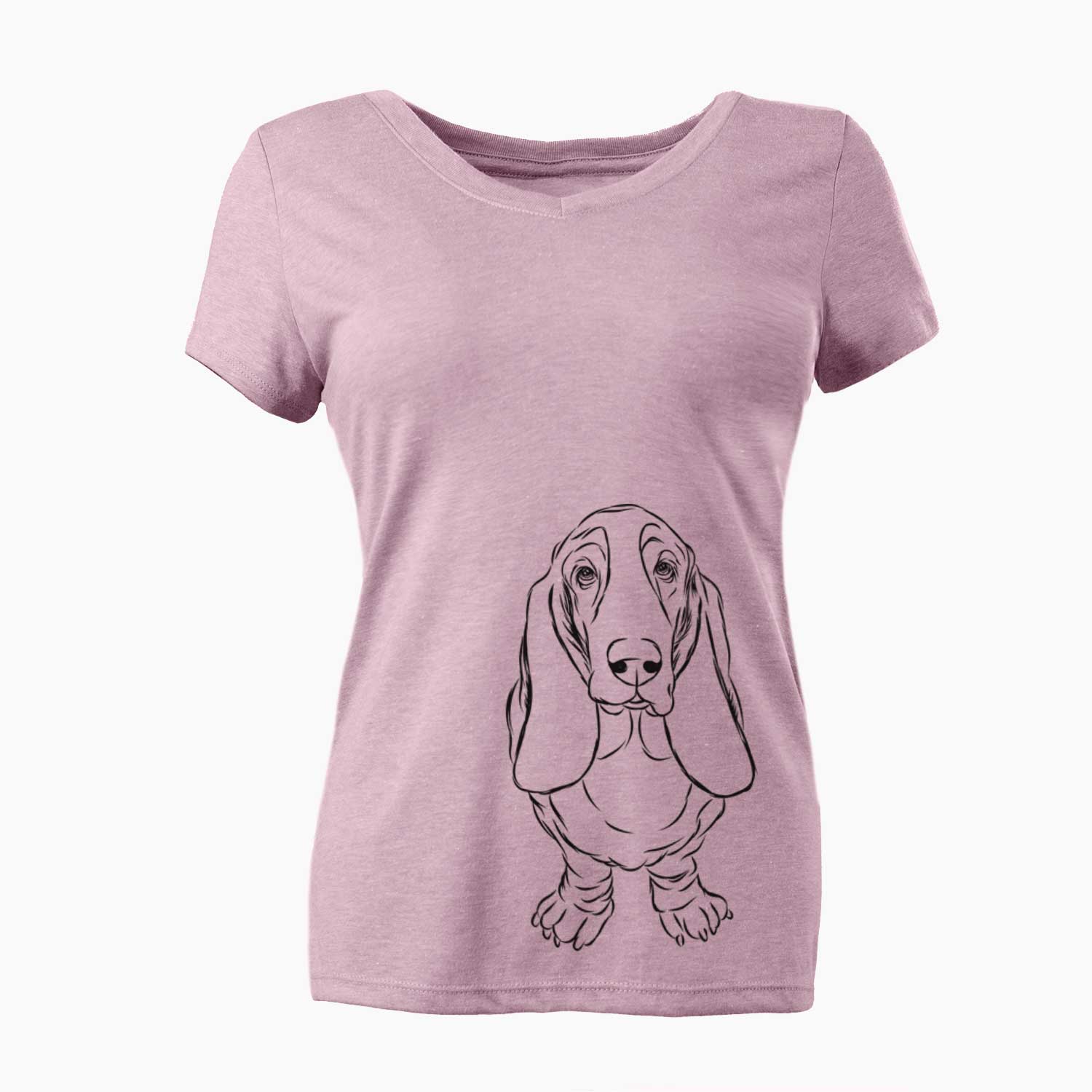 Bare Charlie the Basset Hound - Women's V-neck Shirt