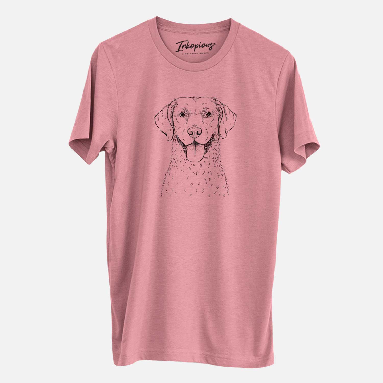 Hand-drawn sketch of Chip the Chesapeake Bay Retriever on a Mauve Unisex crewneck