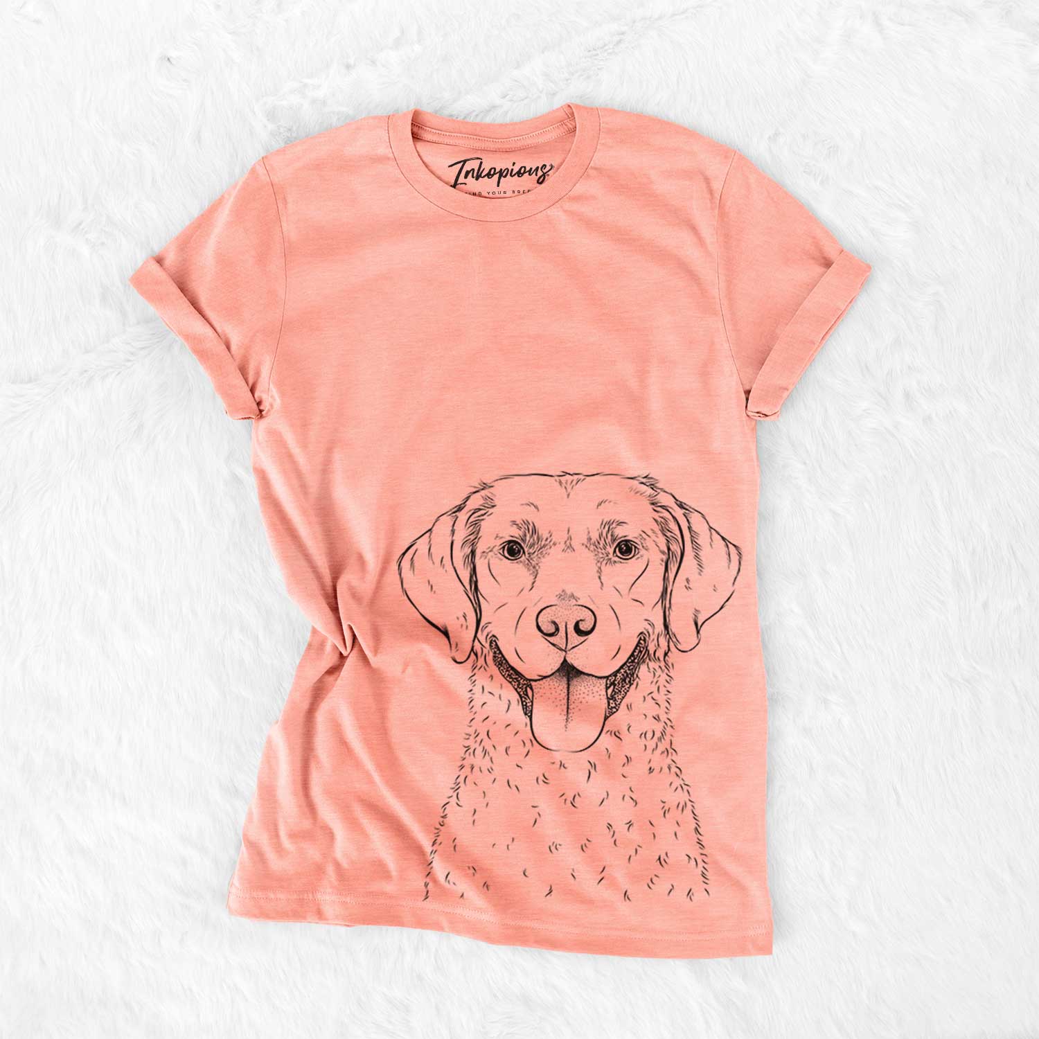 Hand-drawn sketch of Chip the Chesapeake Bay Retriever on a Sunset Bella Canvas Unisex Crewneck