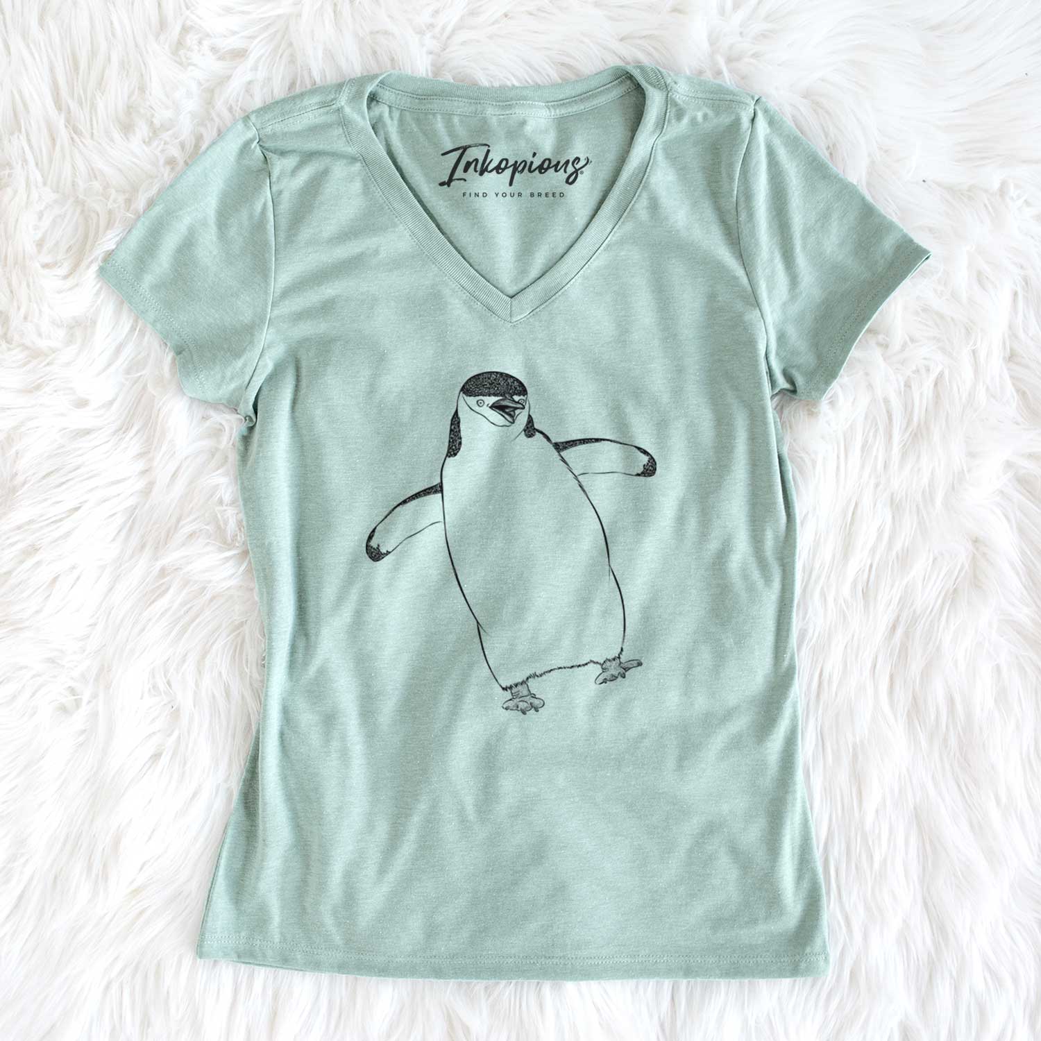 Bare Chive the Chinstrap Penguin - Women's V-neck Shirt