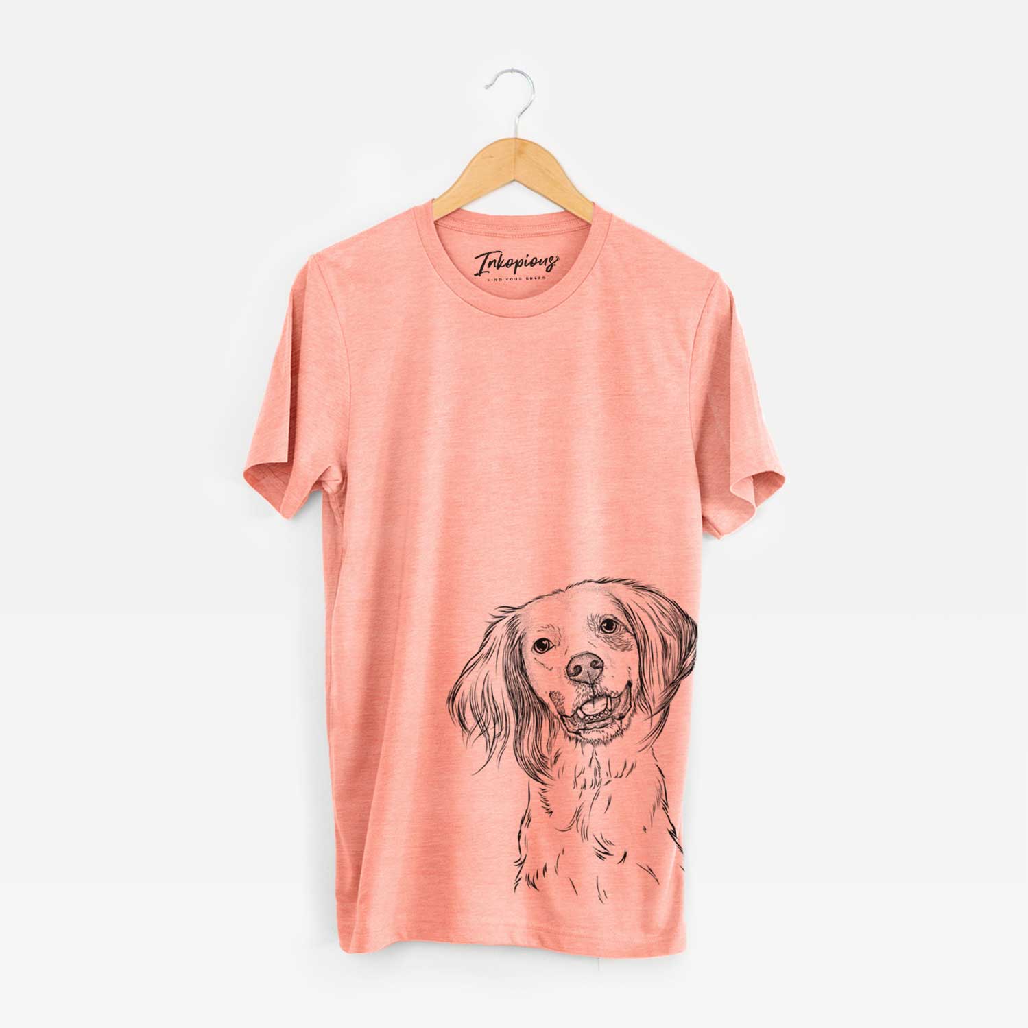 Hand-drawn sketch of Cooper the English Setter on a Sunset Unisex crewneck