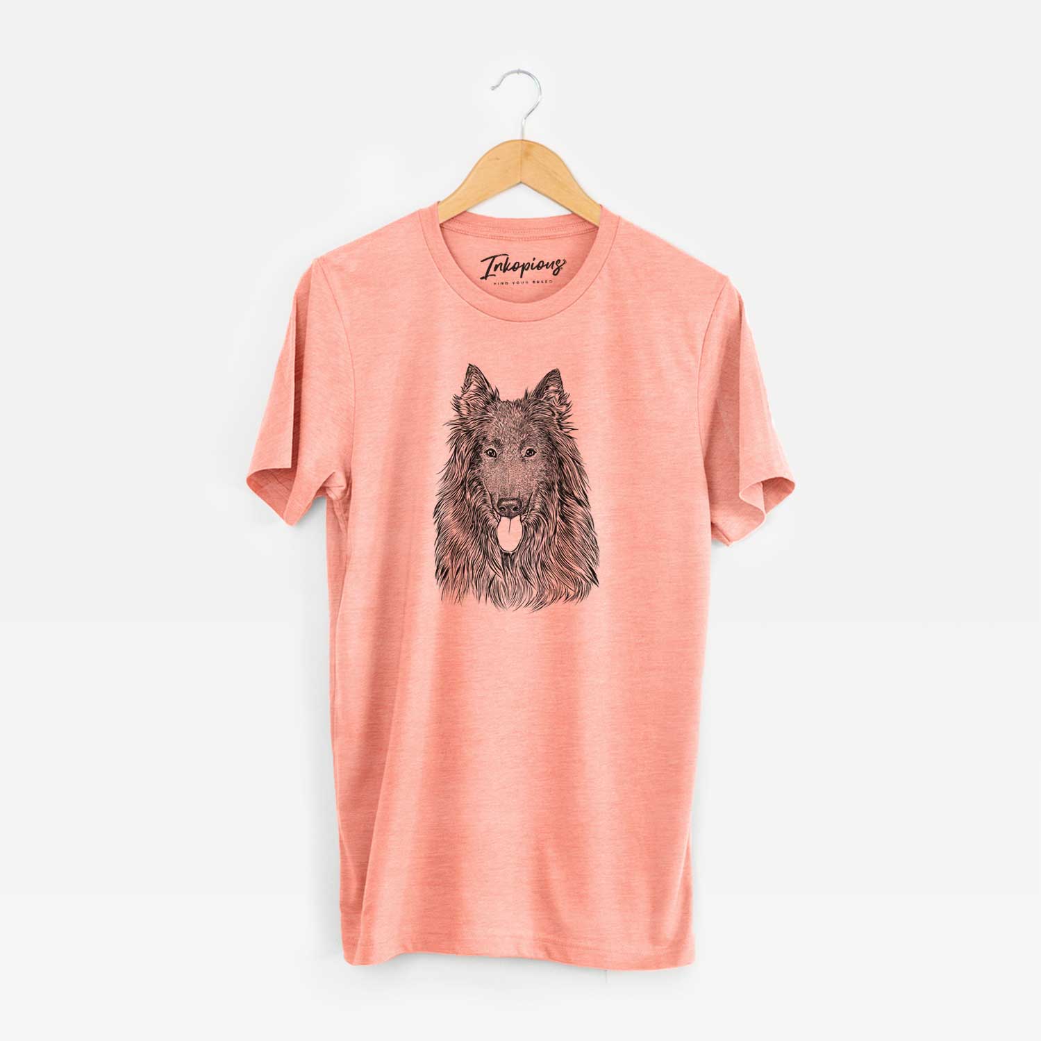 Hand-drawn sketch of Daan the Belgian Shepherd on a Sunset Unisex crewneck