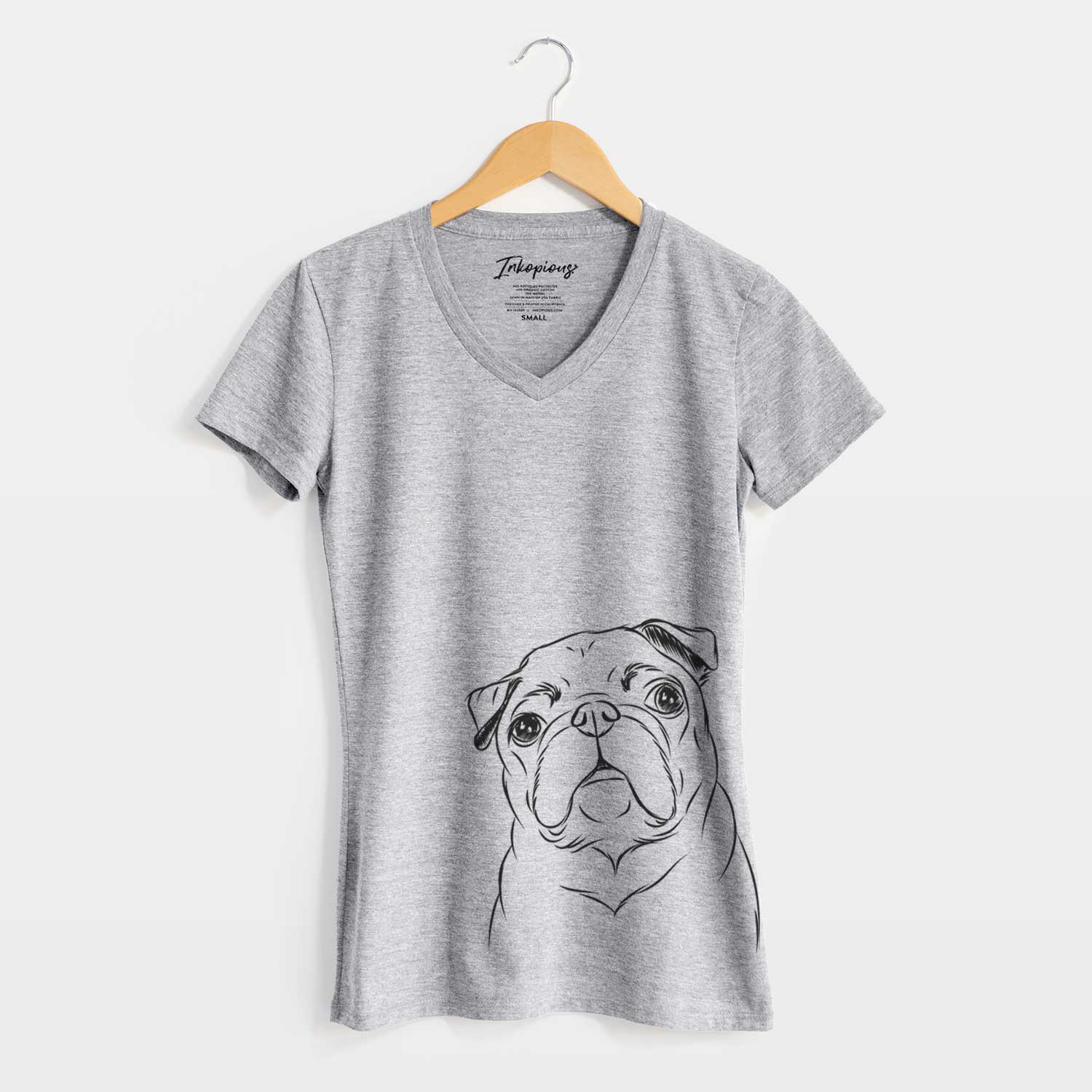 Bare Darling Chloe the Pug - Women's V-neck Shirt