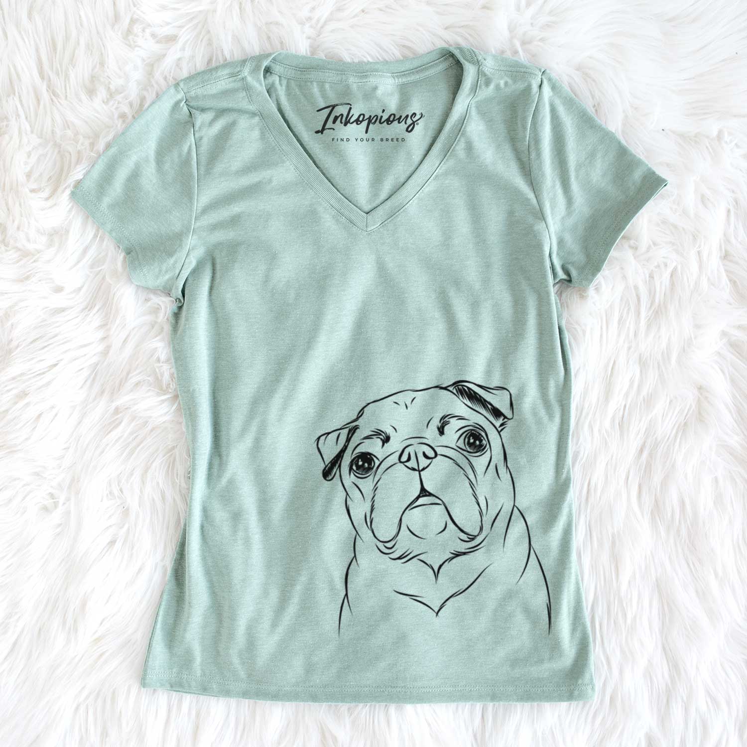 Bare Darling Chloe the Pug - Women's V-neck Shirt