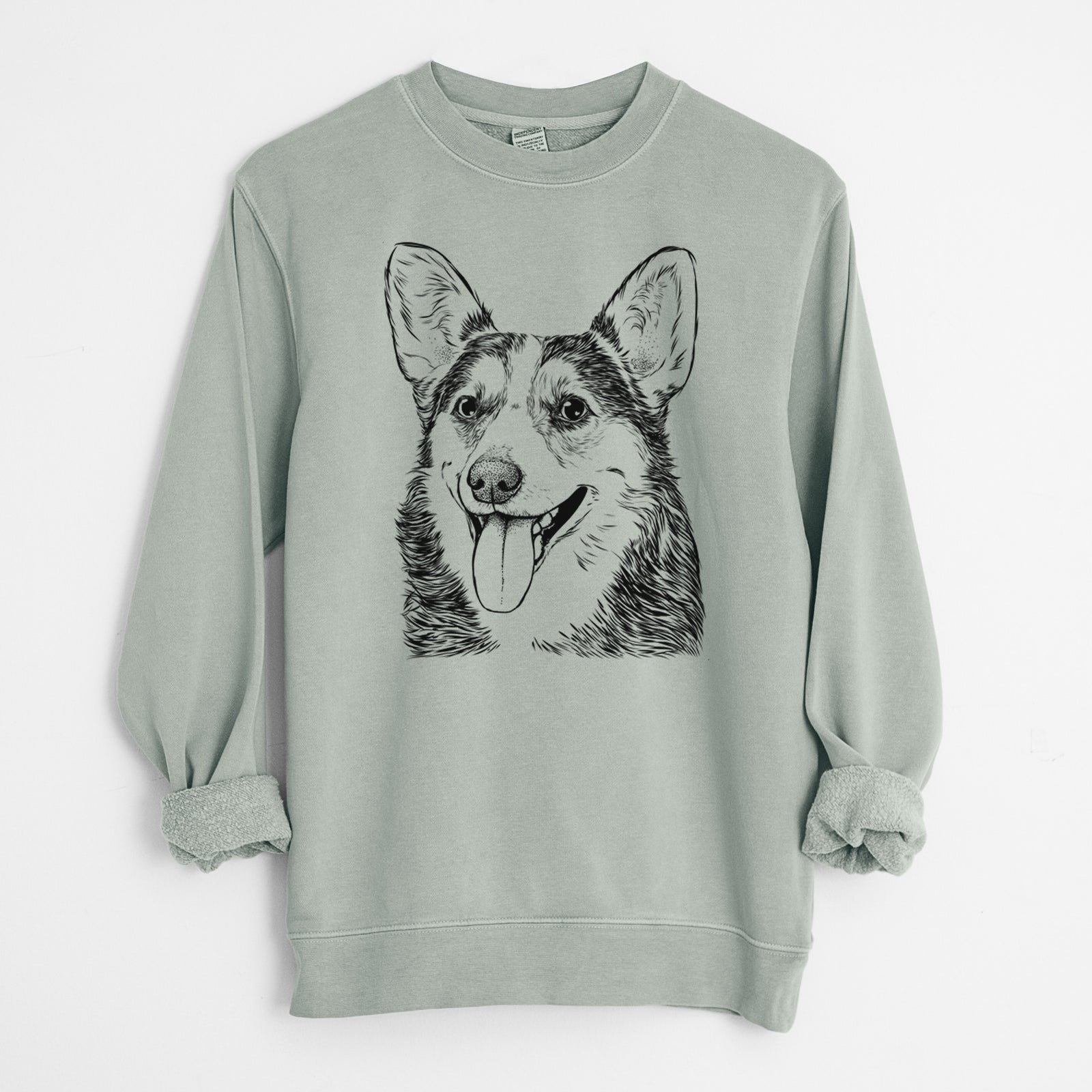 Bare Darma the Corgi - Unisex Pigment Dyed Crew Sweatshirt