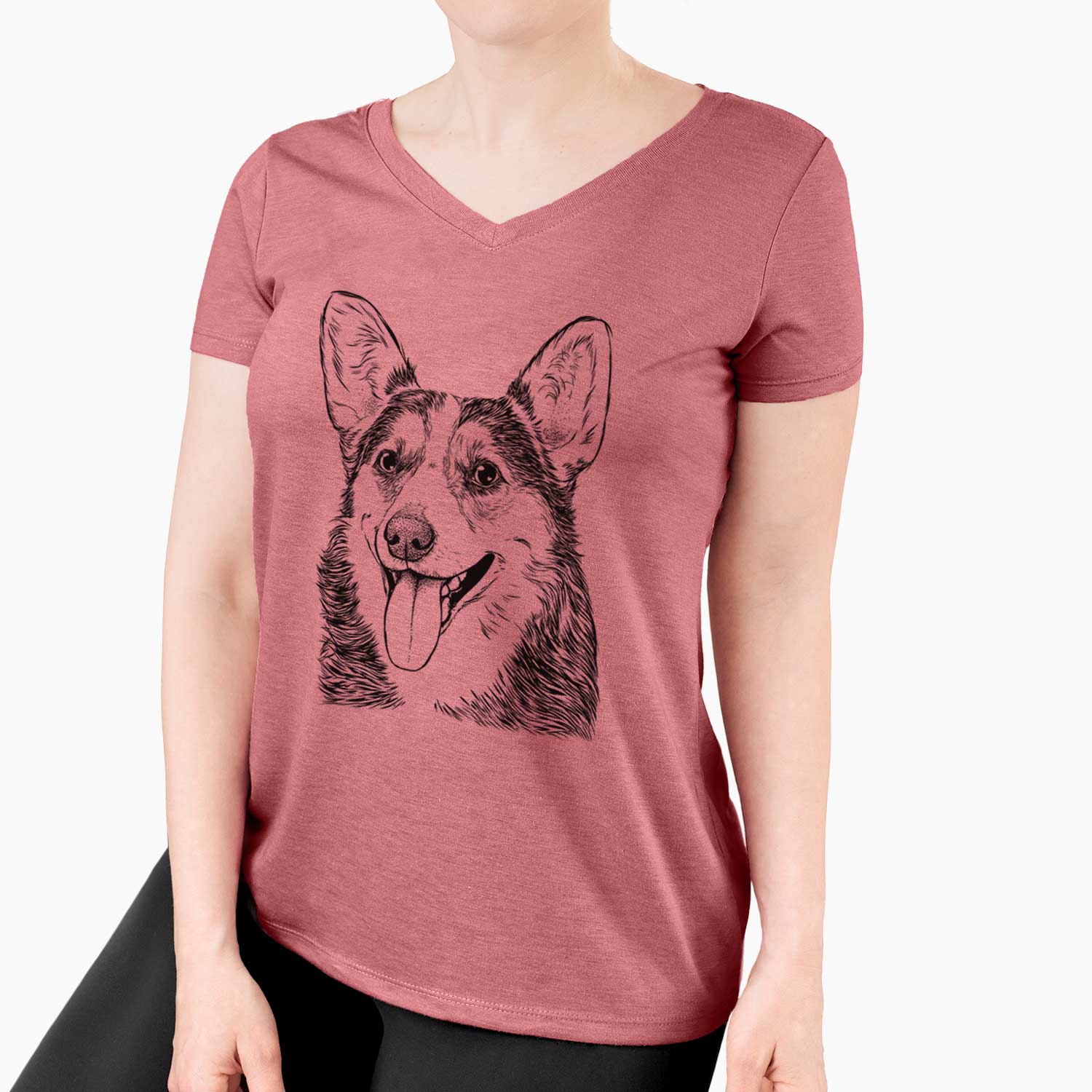 Bare Darma the Corgi - Women's V-neck Shirt