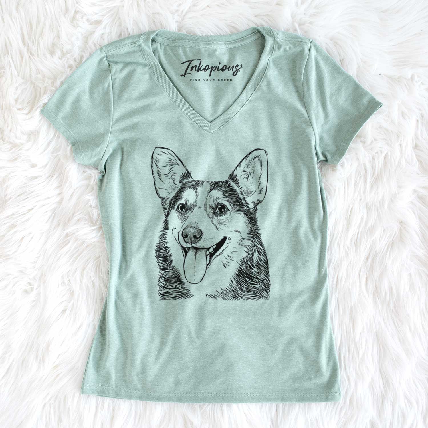 Bare Darma the Corgi - Women's V-neck Shirt