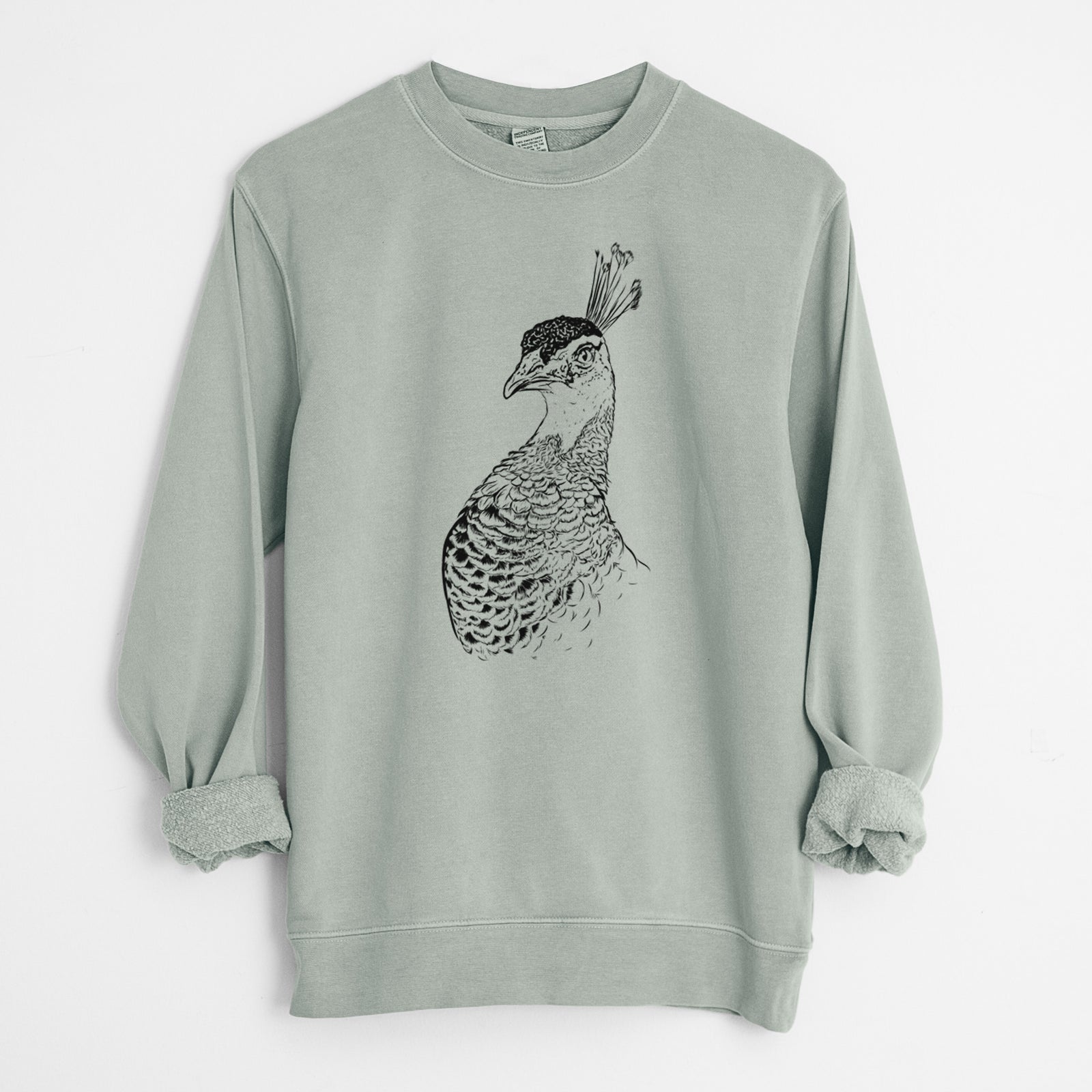 Bare Dee the Peahen - Unisex Pigment Dyed Crew Sweatshirt
