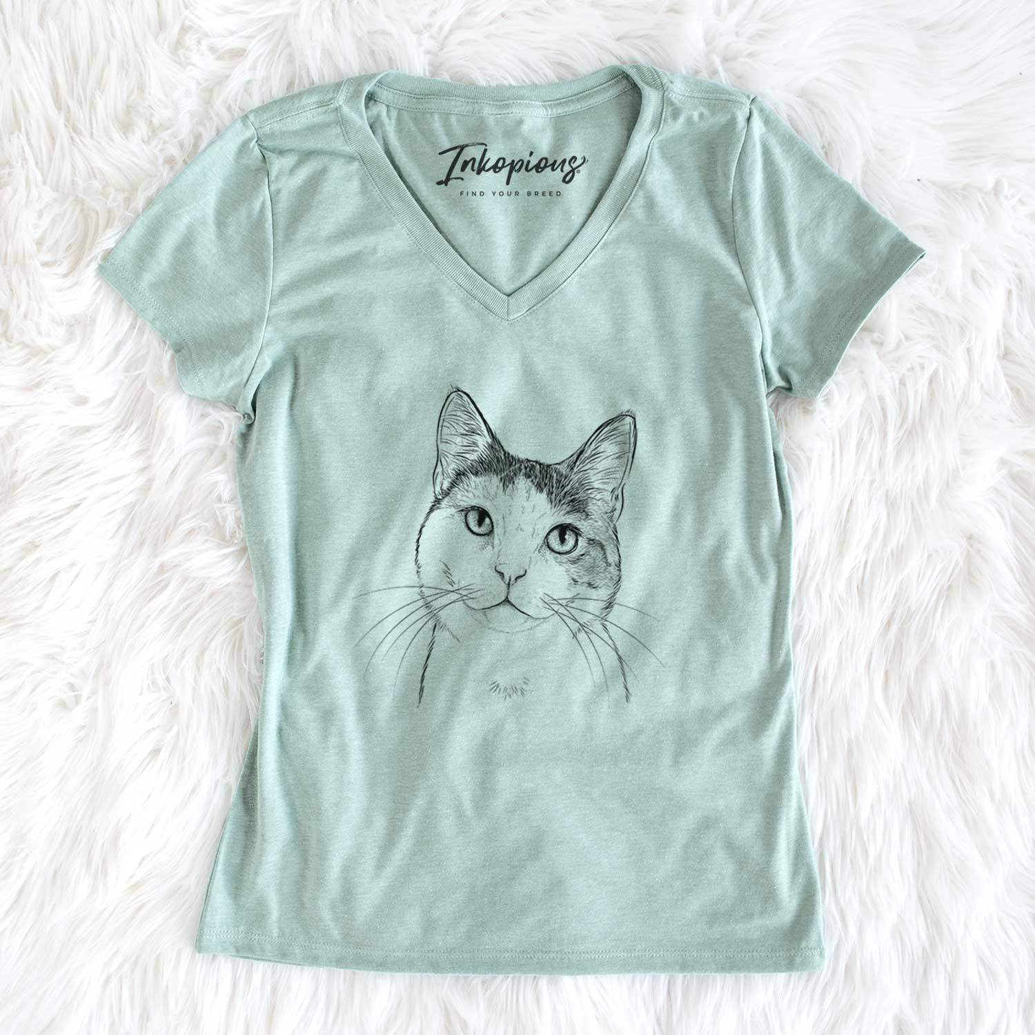 Bare Denver the Calico Cat - Women's V-neck Shirt