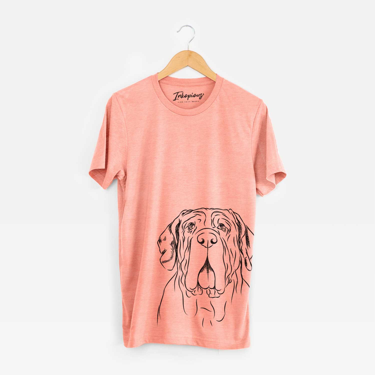 Hand-drawn sketch of Dinah the Neapolitan Mastiff on a Sunset Bella Canvas Unisex Crewneck
