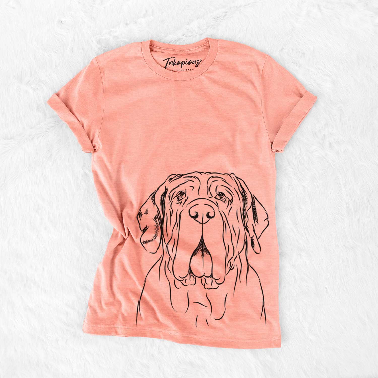 Hand-drawn sketch of Dinah the Neapolitan Mastiff on a Sunset Bella Canvas Unisex Crewneck