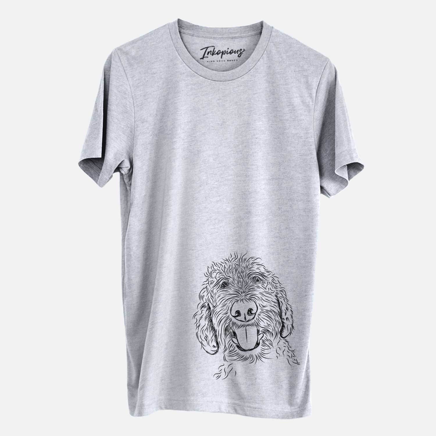 Hand-drawn sketch of Dixie the Doodle on a Grey Unisex crewneck