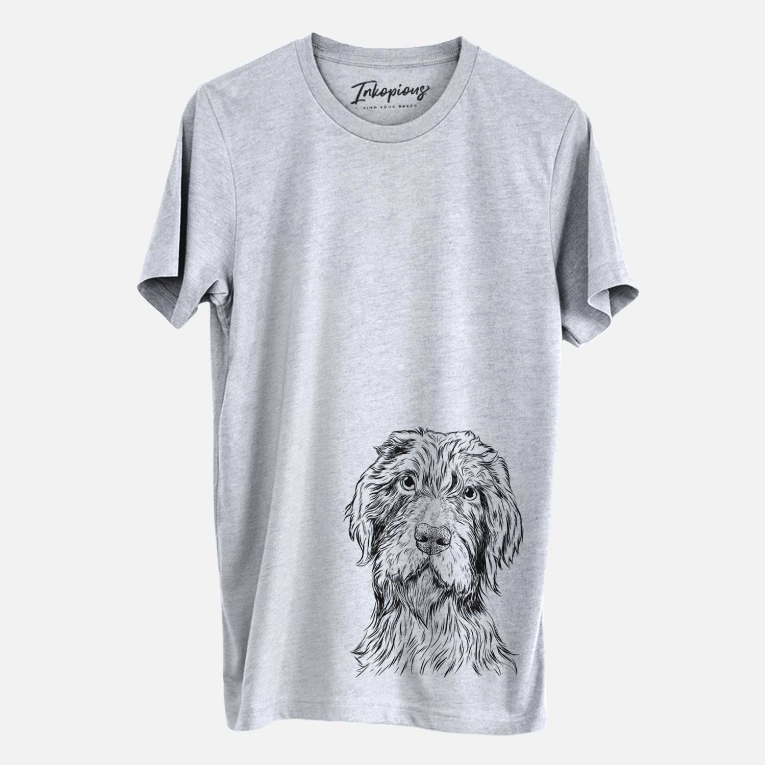 Hand-drawn sketch of Doc Holliday the Pudelpointer on a Grey Unisex crewneck