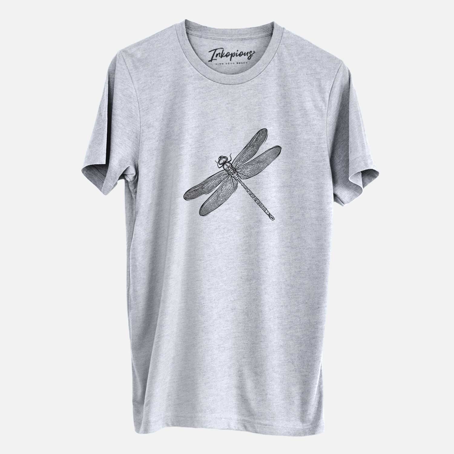 Hand-drawn sketch of Dragonfly the Dragonfly on a Grey Unisex crewneck