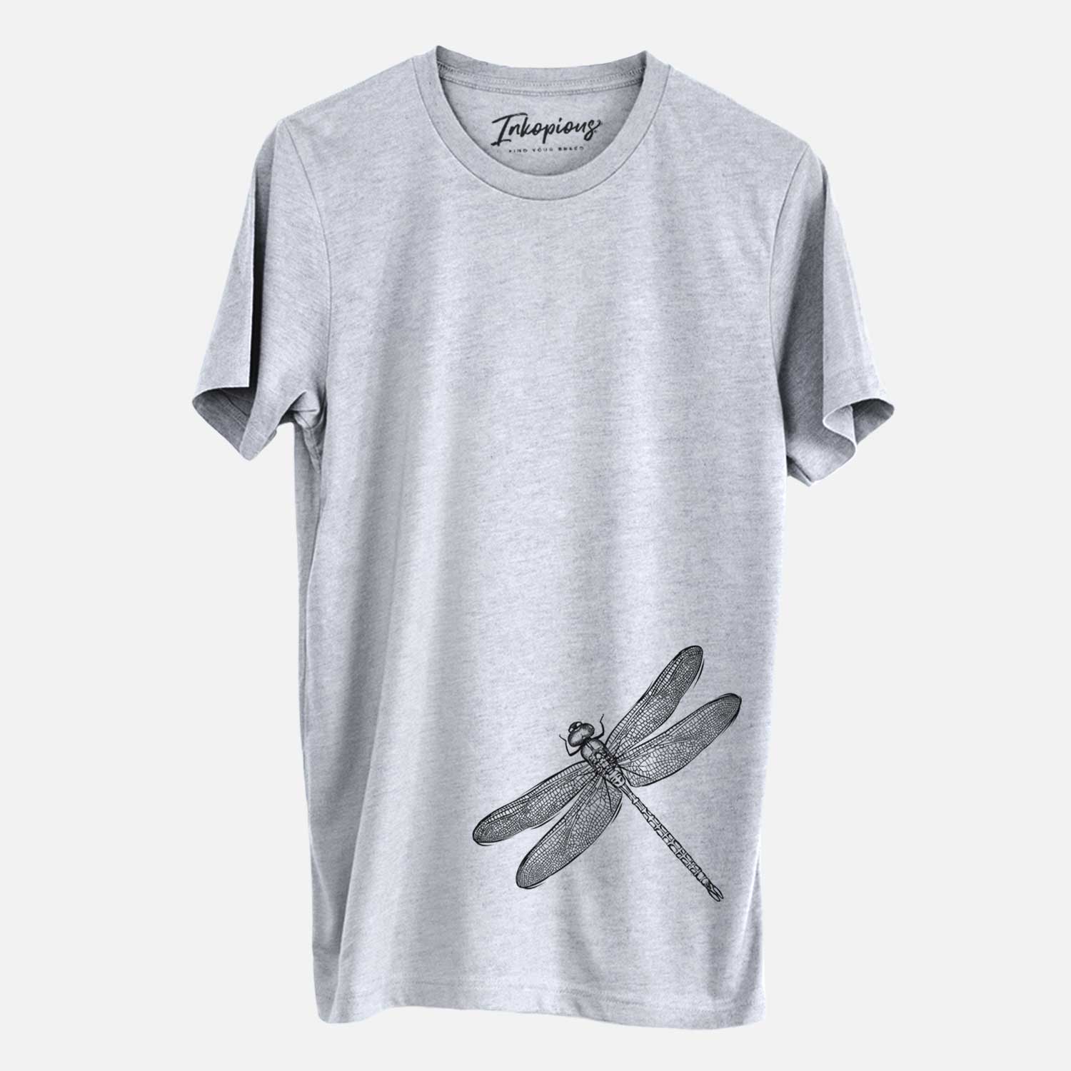 Hand-drawn sketch of a Dragonfly on a Grey Bella Canvas Unisex Crewneck