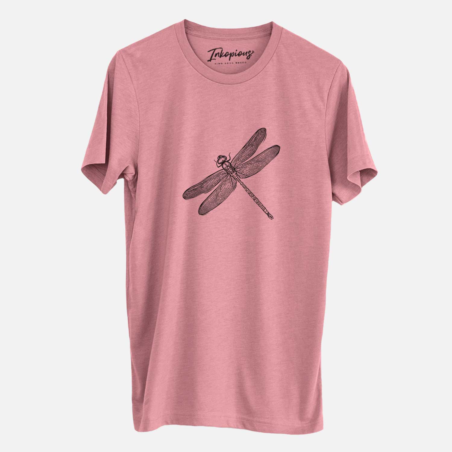 Hand-drawn sketch of Dragonfly the Dragonfly on a Mauve Unisex crewneck