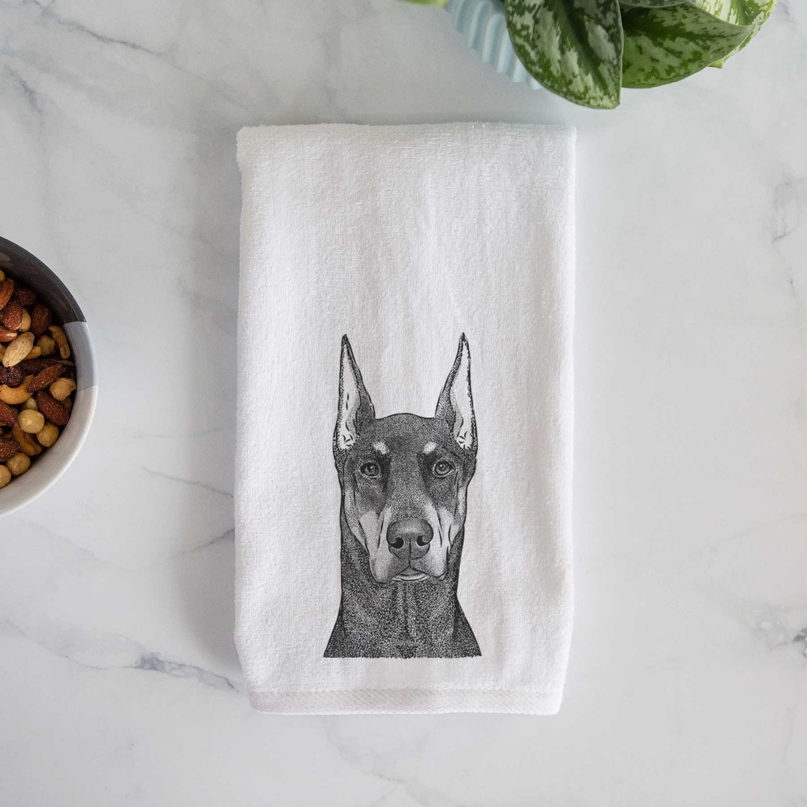 Drake the Doberman Pinscher Decorative Hand Towel
