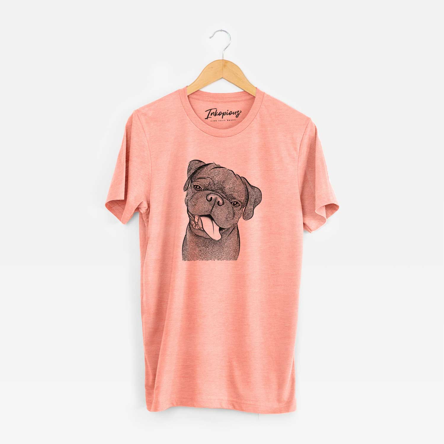 Hand-drawn sketch of Dudley Danger the Pug on a Sunset Unisex crewneck