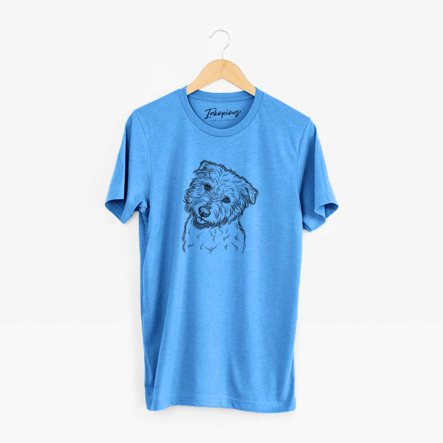Hand-drawn sketch of Duffy the Glen of Imaal Terrier on a Blue Unisex crewneck
