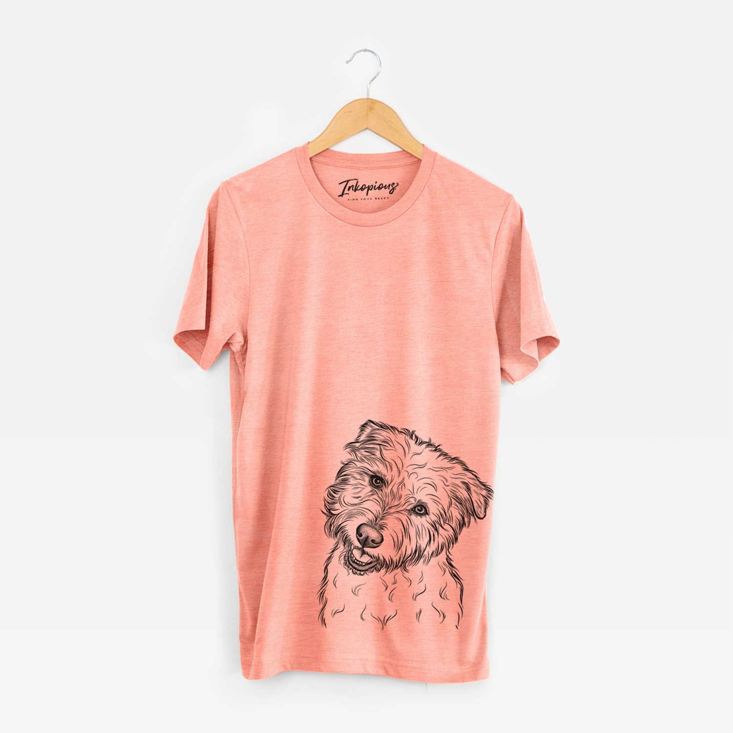 Hand-drawn sketch of Duffy the Glen of Imaal Terrier on a Sunset Unisex crewneck